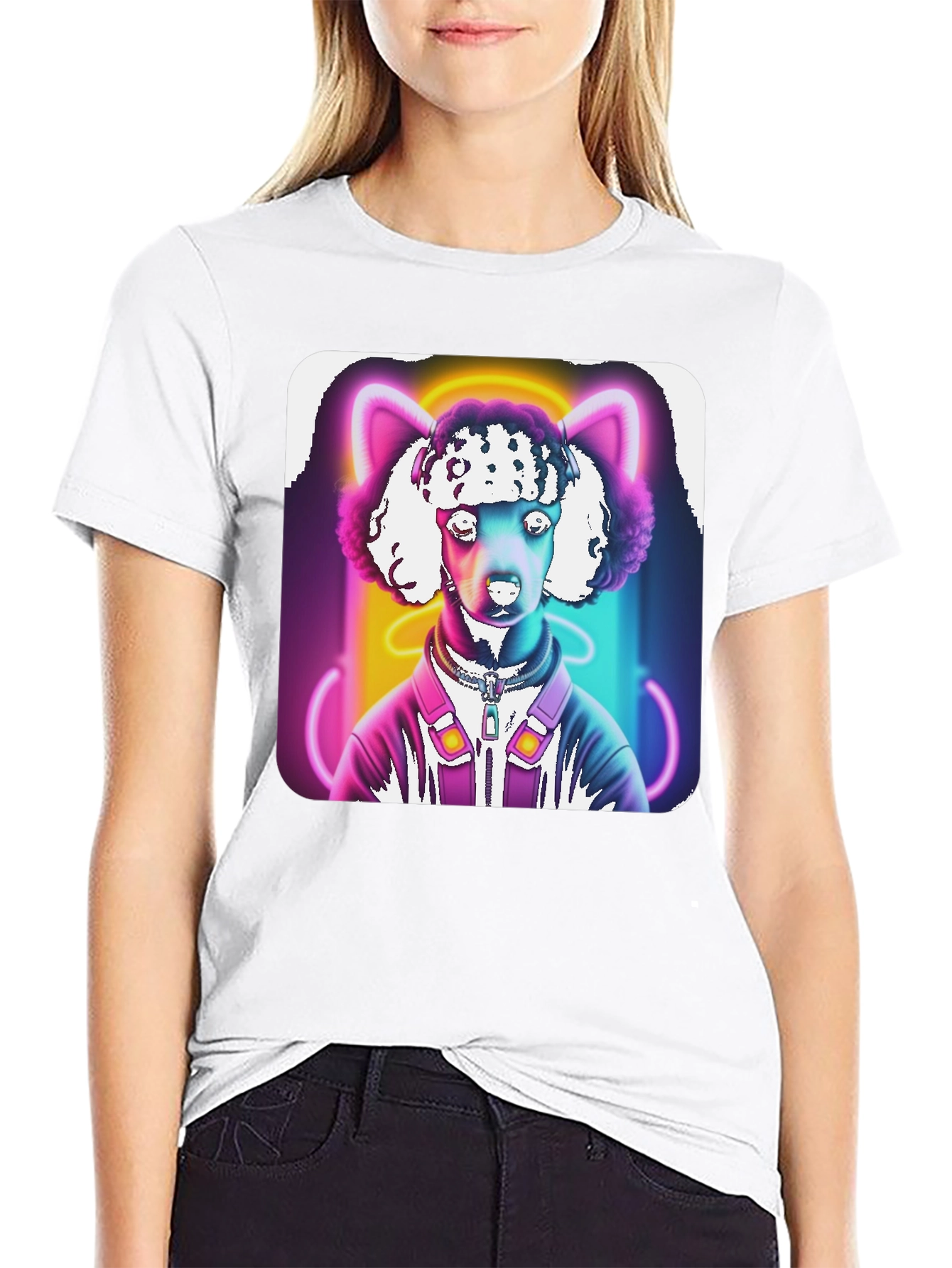 Black Neon Poodle DJ Graphic Tee view 9