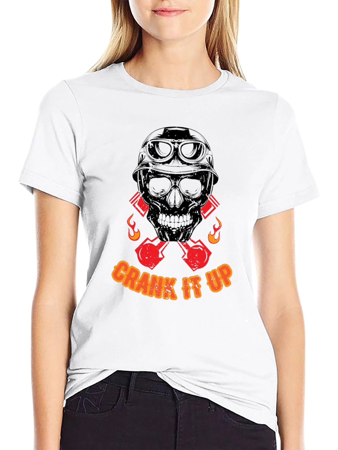 Black Crank It Up Skull Graphic T-Shirt - Black view 9