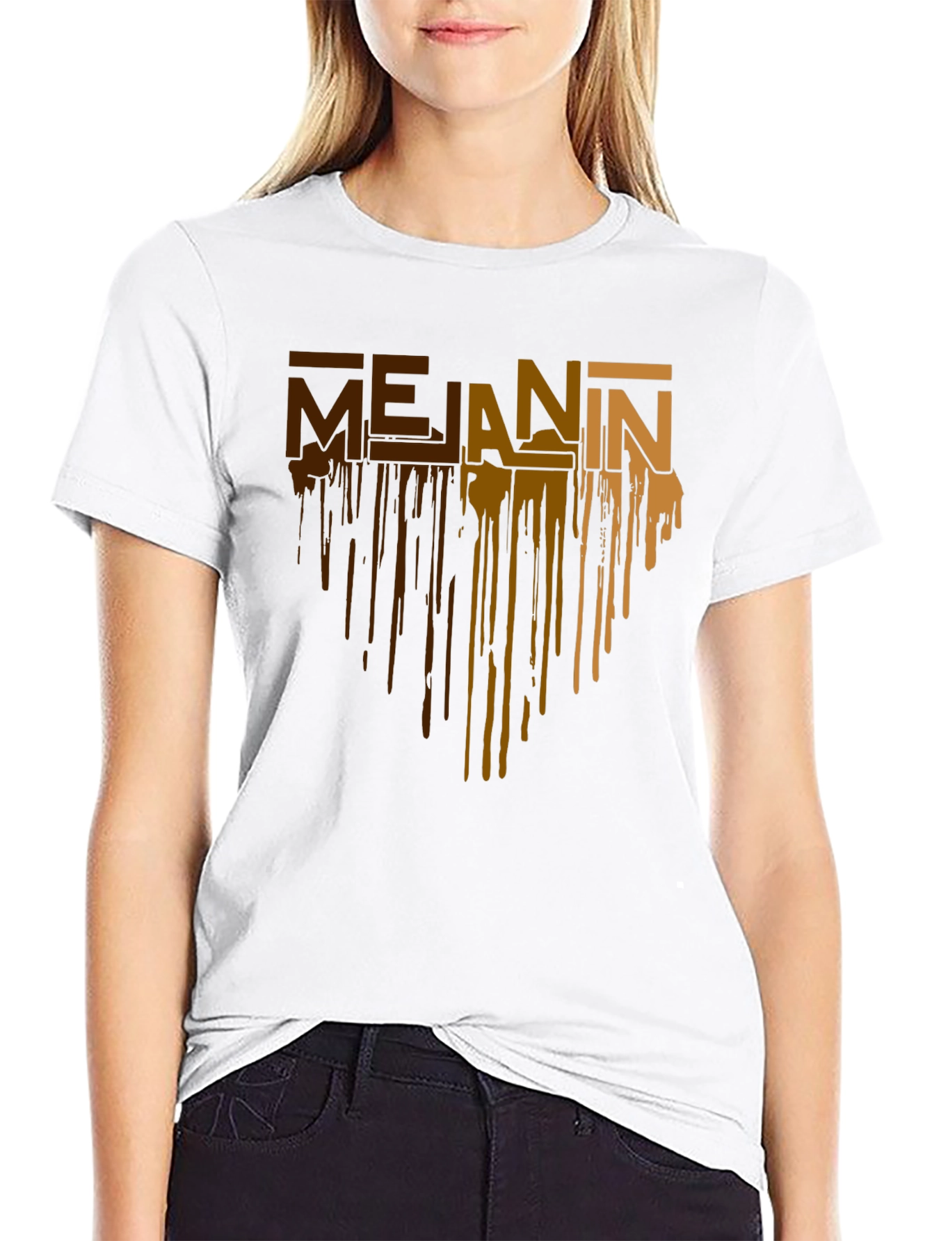 Black Melanin Drip Graphic T-Shirt - Black Cotton Tee view 9