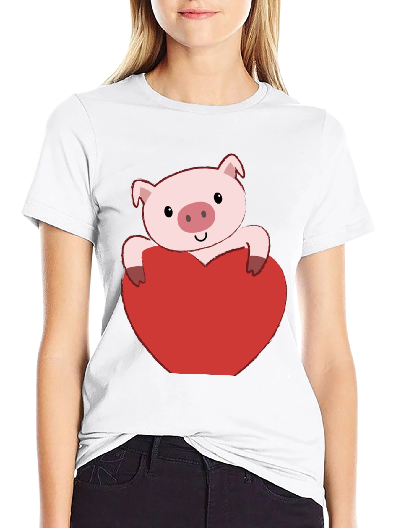 Black Pig Heart Valentine's Day T-Shirt view 9