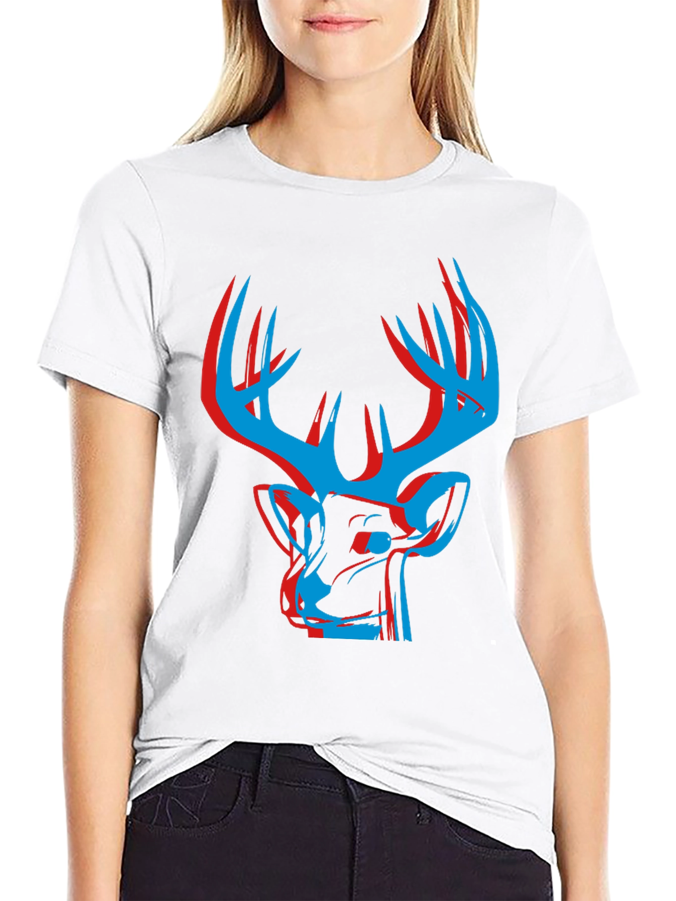 Black Modern Deer Graphic Tee - Black view 9