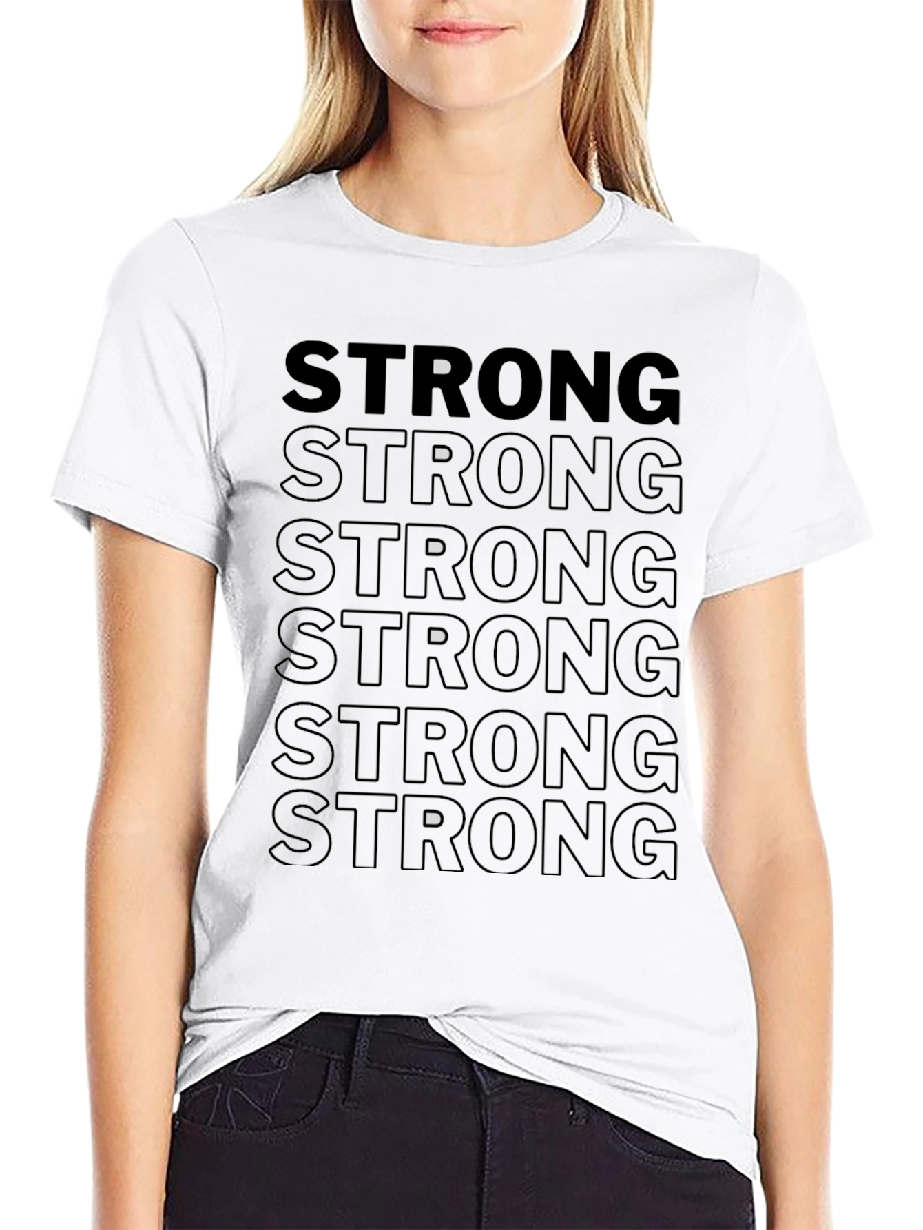 Black Strong Graphic Print Black T-Shirt view 9