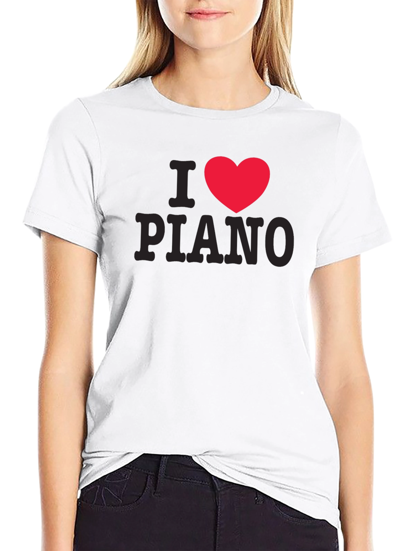 Black I Heart Piano T-Shirt - Music Lover Tee view 9