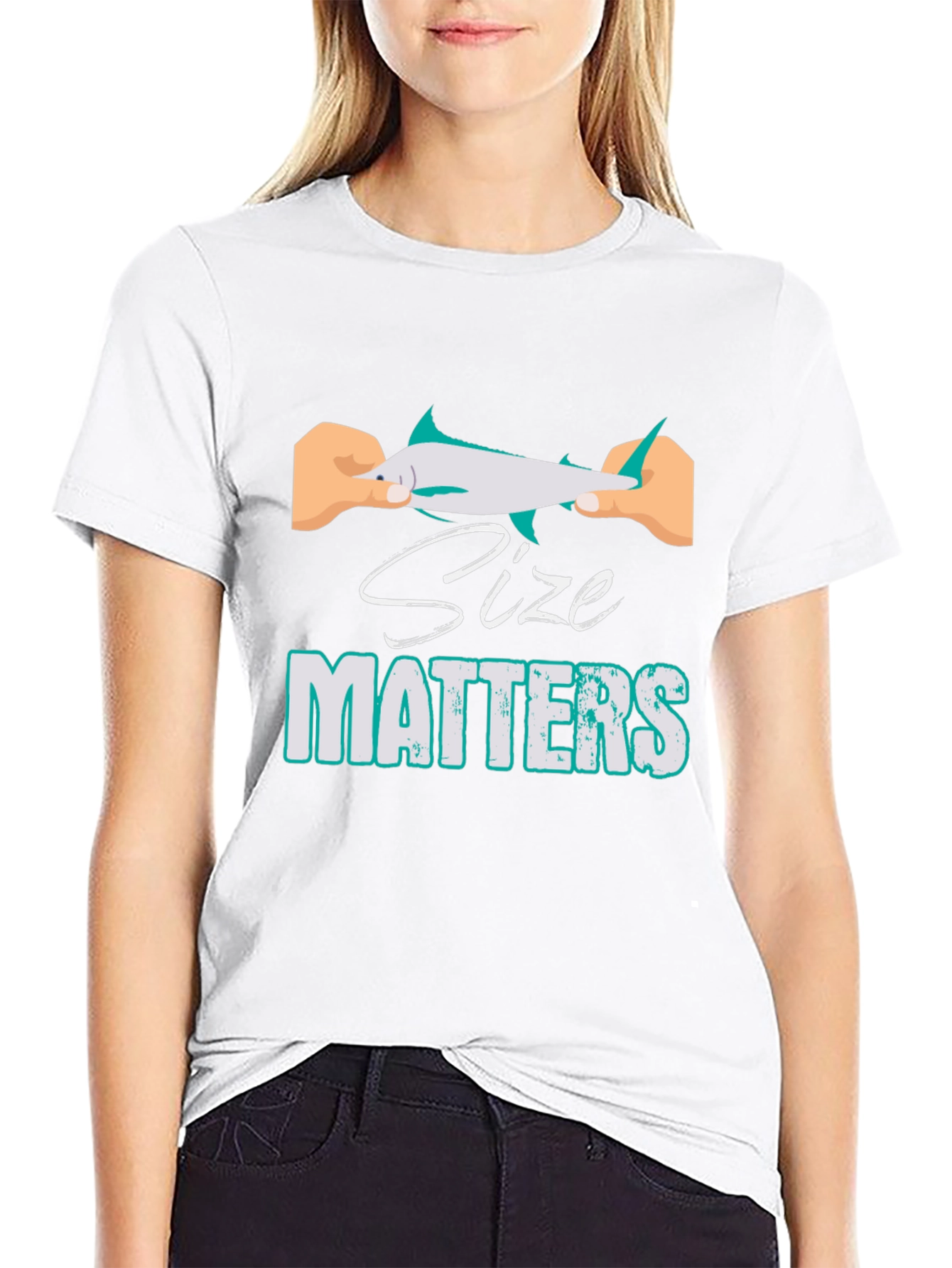 Black Size Matters Funny Fishing T-Shirt view 9