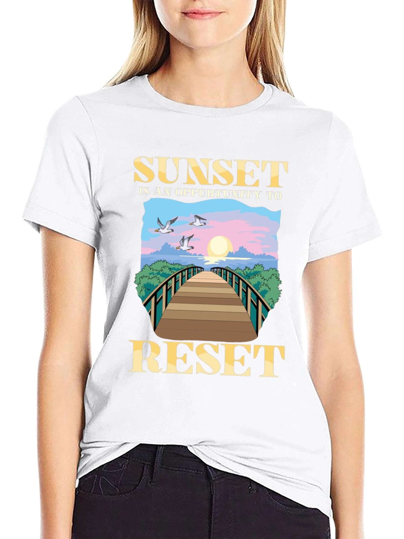 Black Sunset Reset Graphic Tee view 9