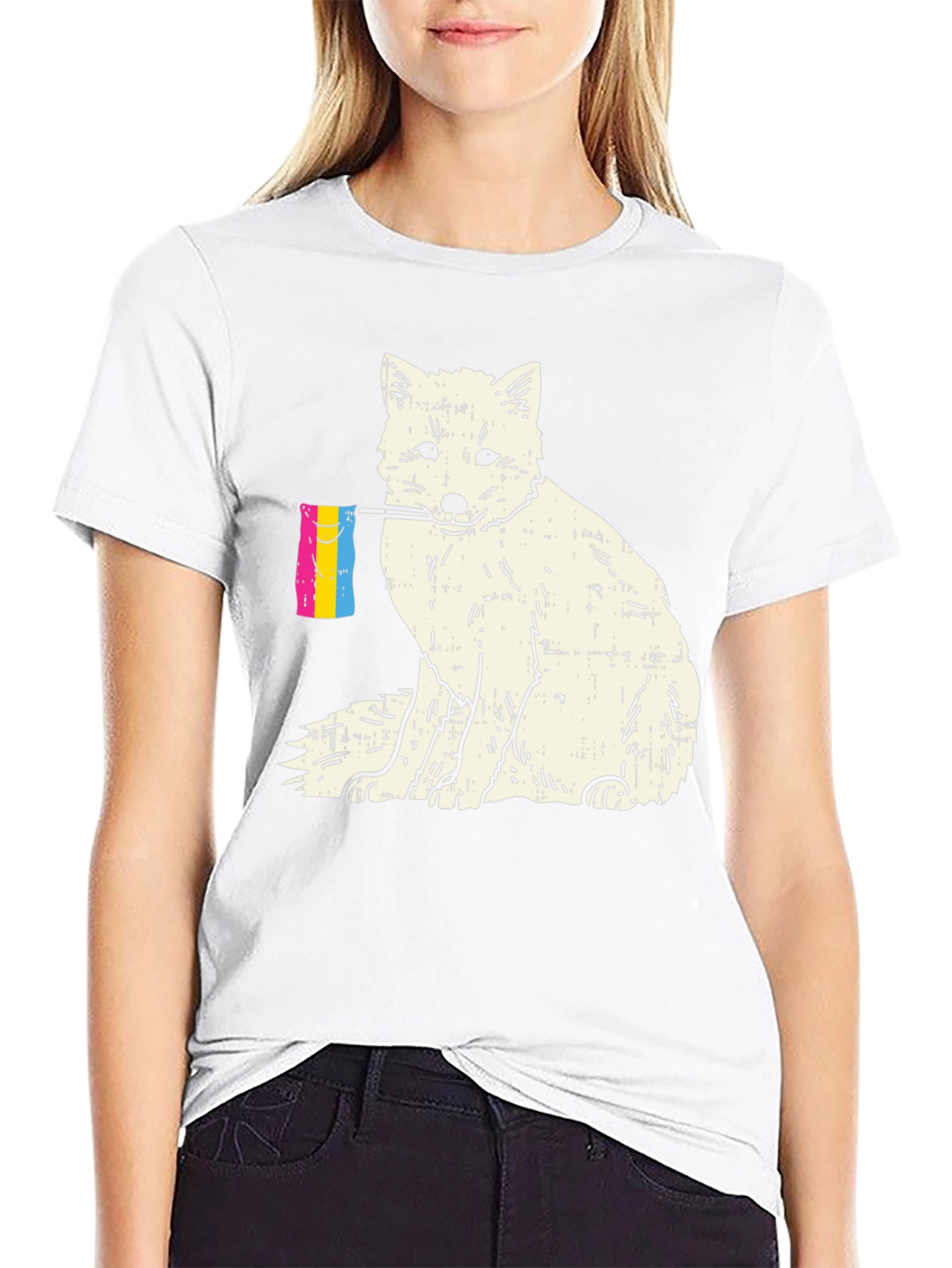 Black Pansexual Pride Fox T-Shirt view 9