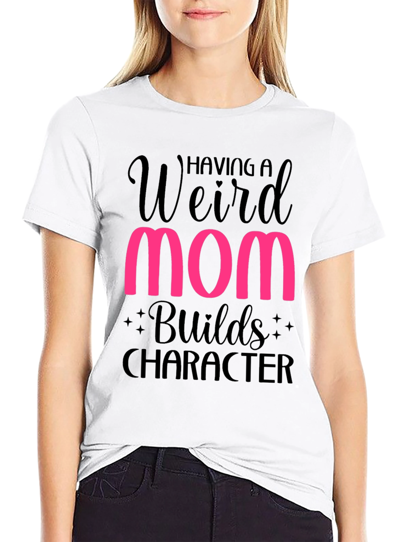 Black Weird Mom Builds Character T-Shirt view 9