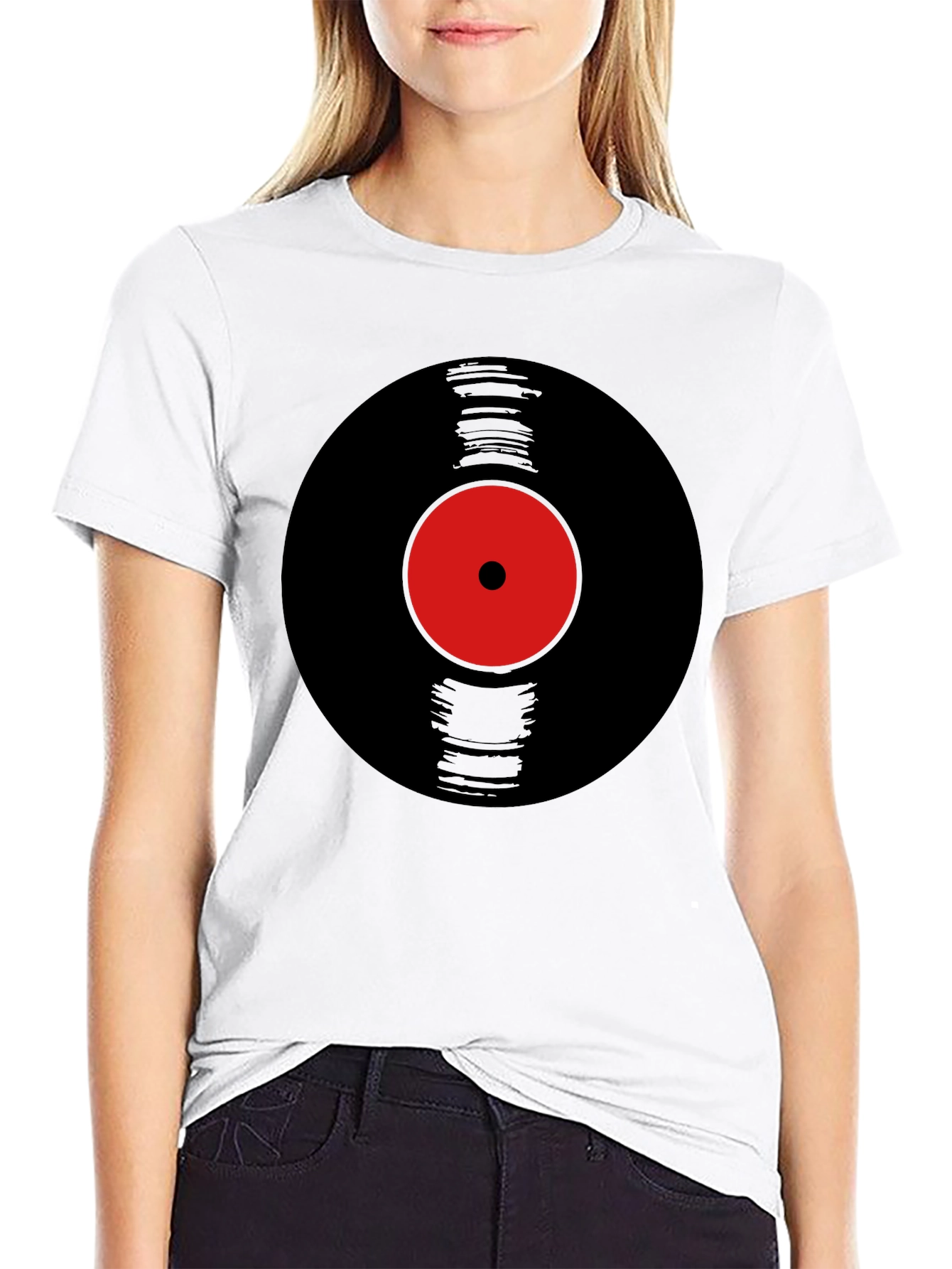 Black Retro Vinyl Record Graphic Tee - Black view 9