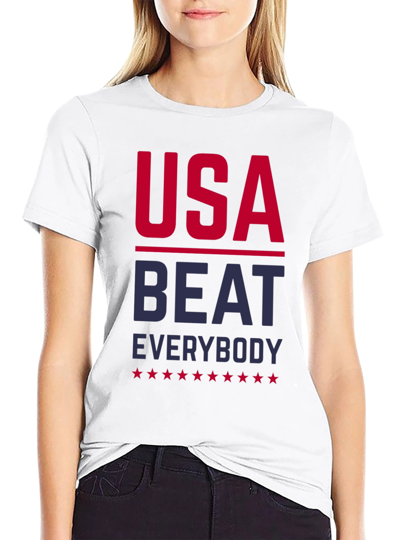 Black USA Beat Everybody Patriotic T-Shirt view 9