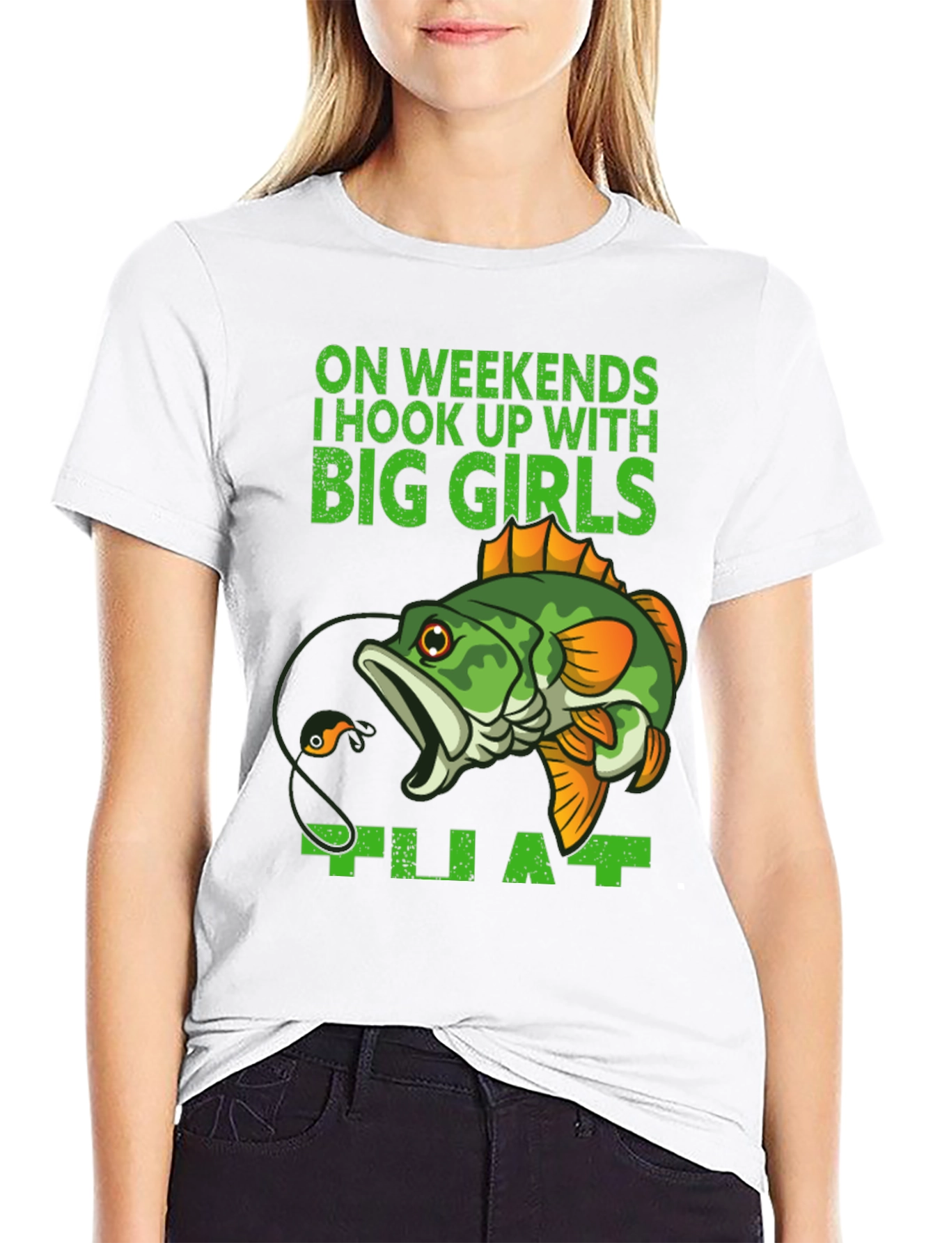 Black Fishing Hook Up Funny Graphic T-Shirt view 9