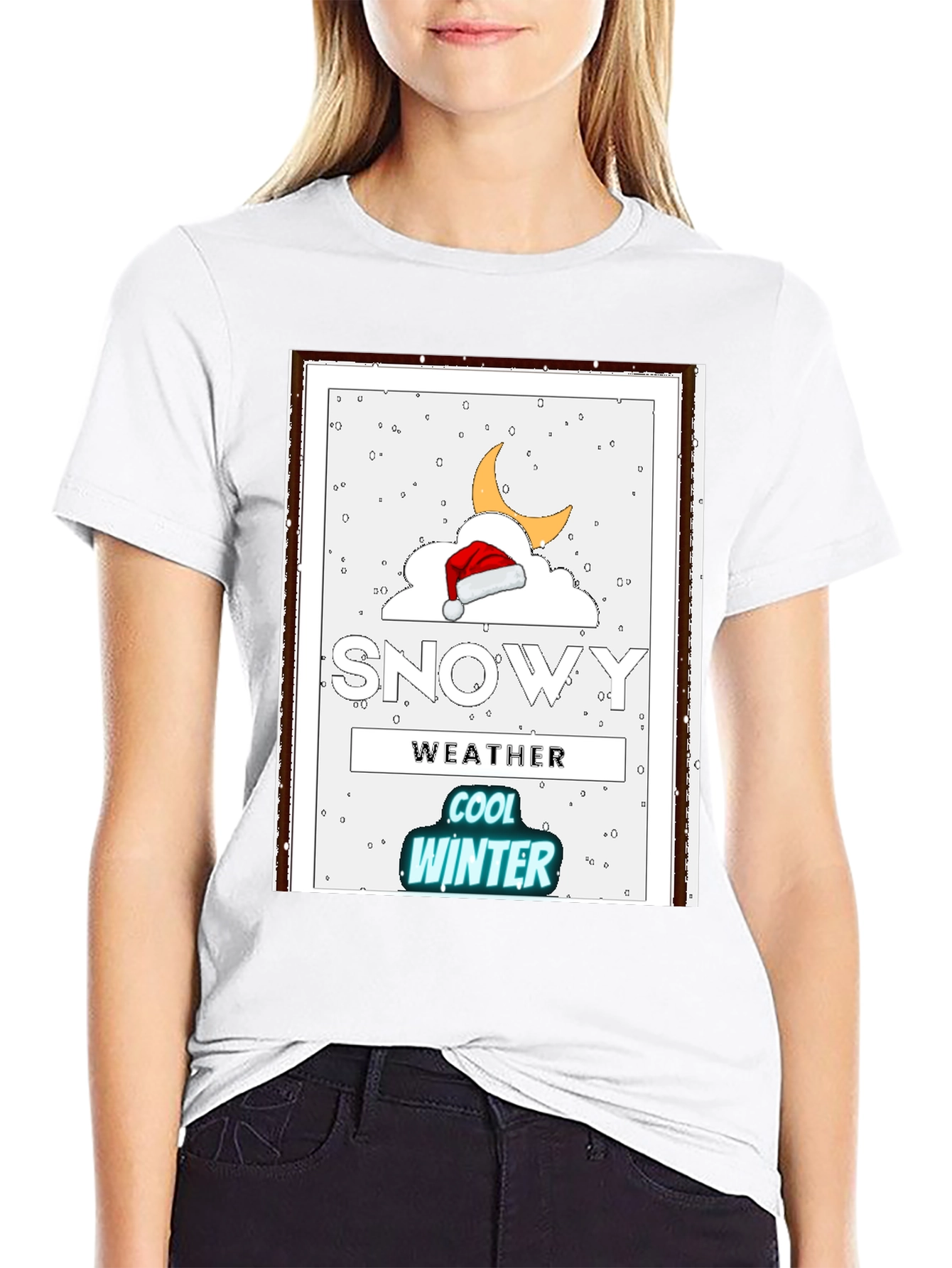 Black Snowy Weather Cool Winter T-Shirt view 9