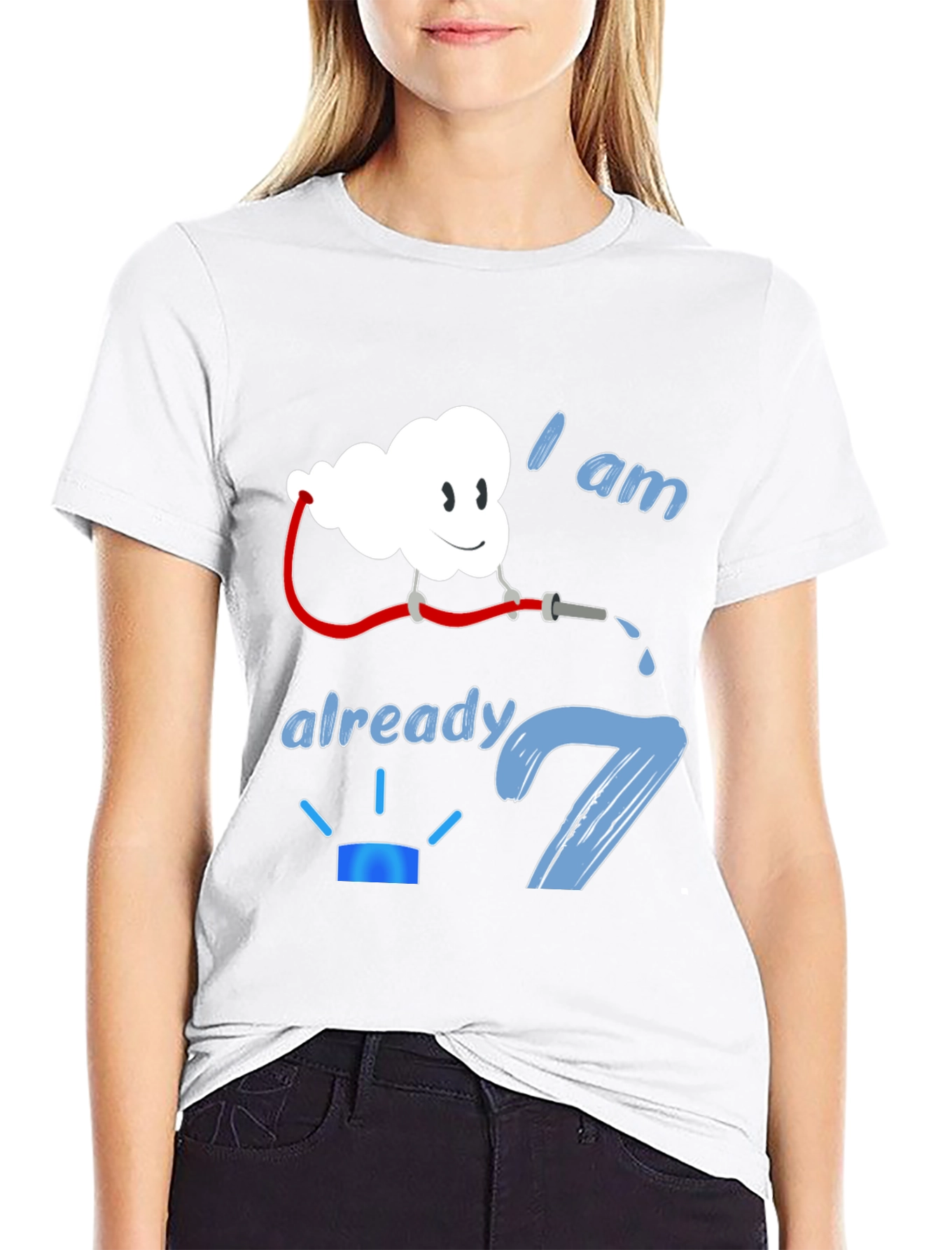 Black I am Already 7 Birthday Firefighter Cloud Black T-Shirt view 9