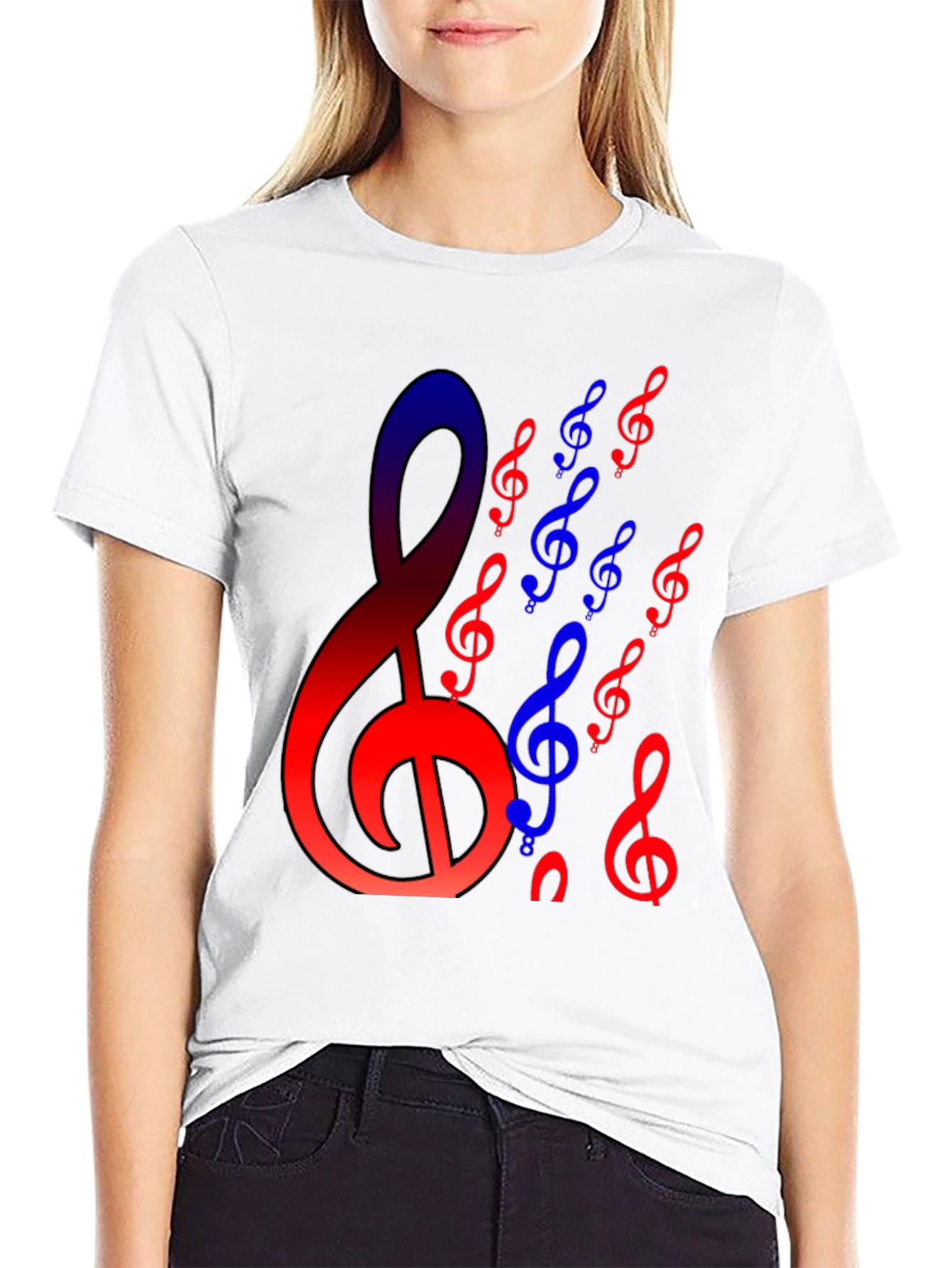 Black Musical Clef Graphic Tee - Black view 9