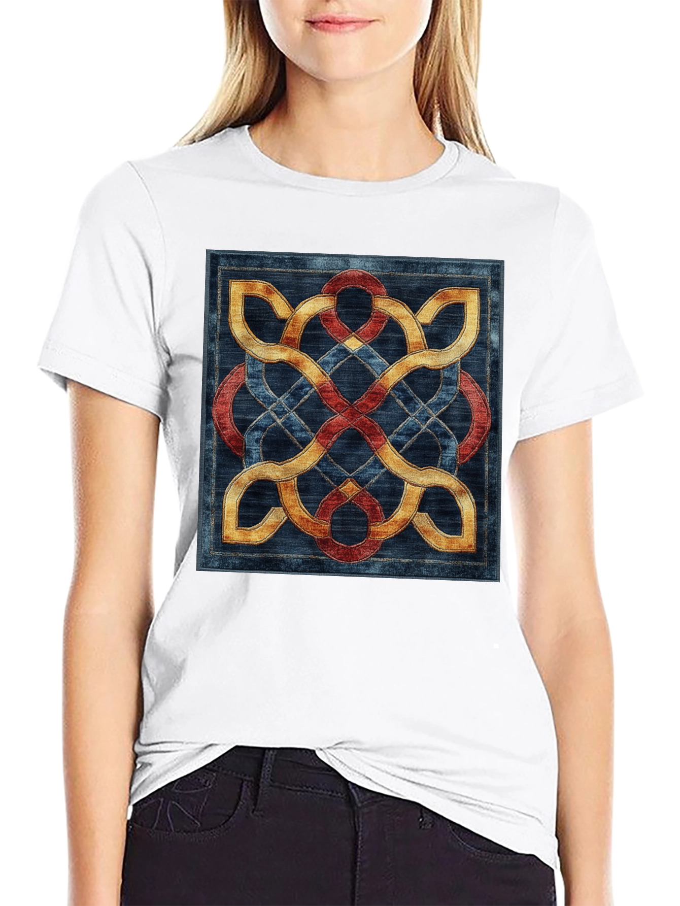 Black Celtic Knot T-Shirt - Intricate Woven Design view 9