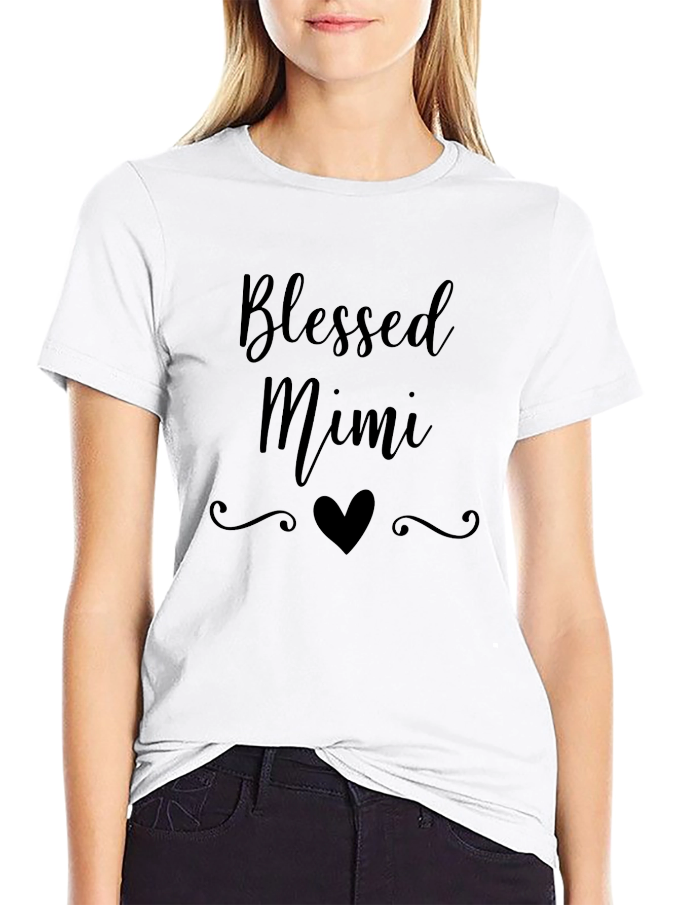 Black Blessed Mimi T-Shirt - Heart Design view 9