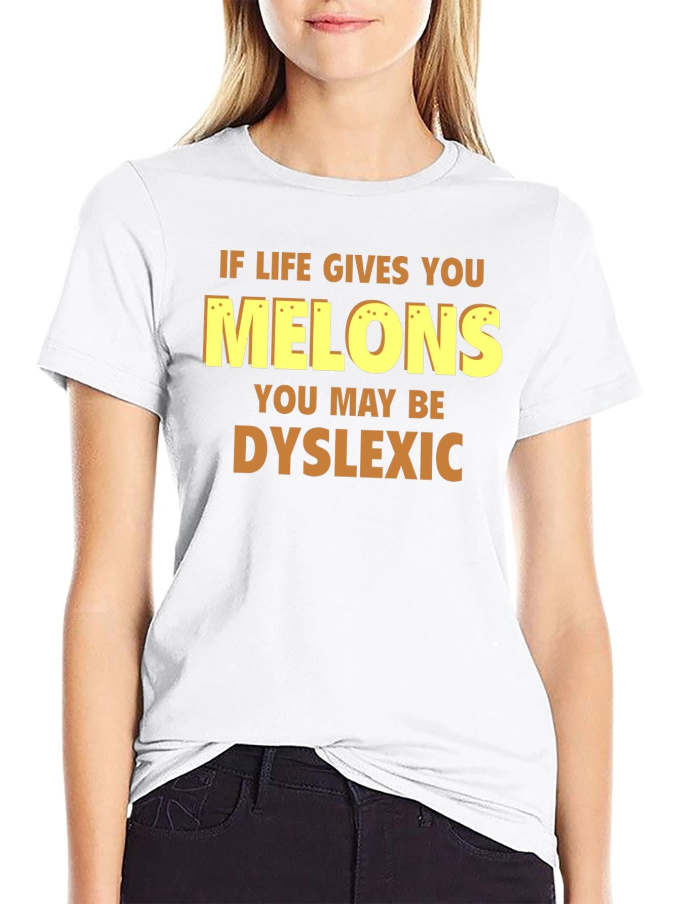 Black Dyslexic Melons Graphic T-Shirt - Funny Humor Tee view 9