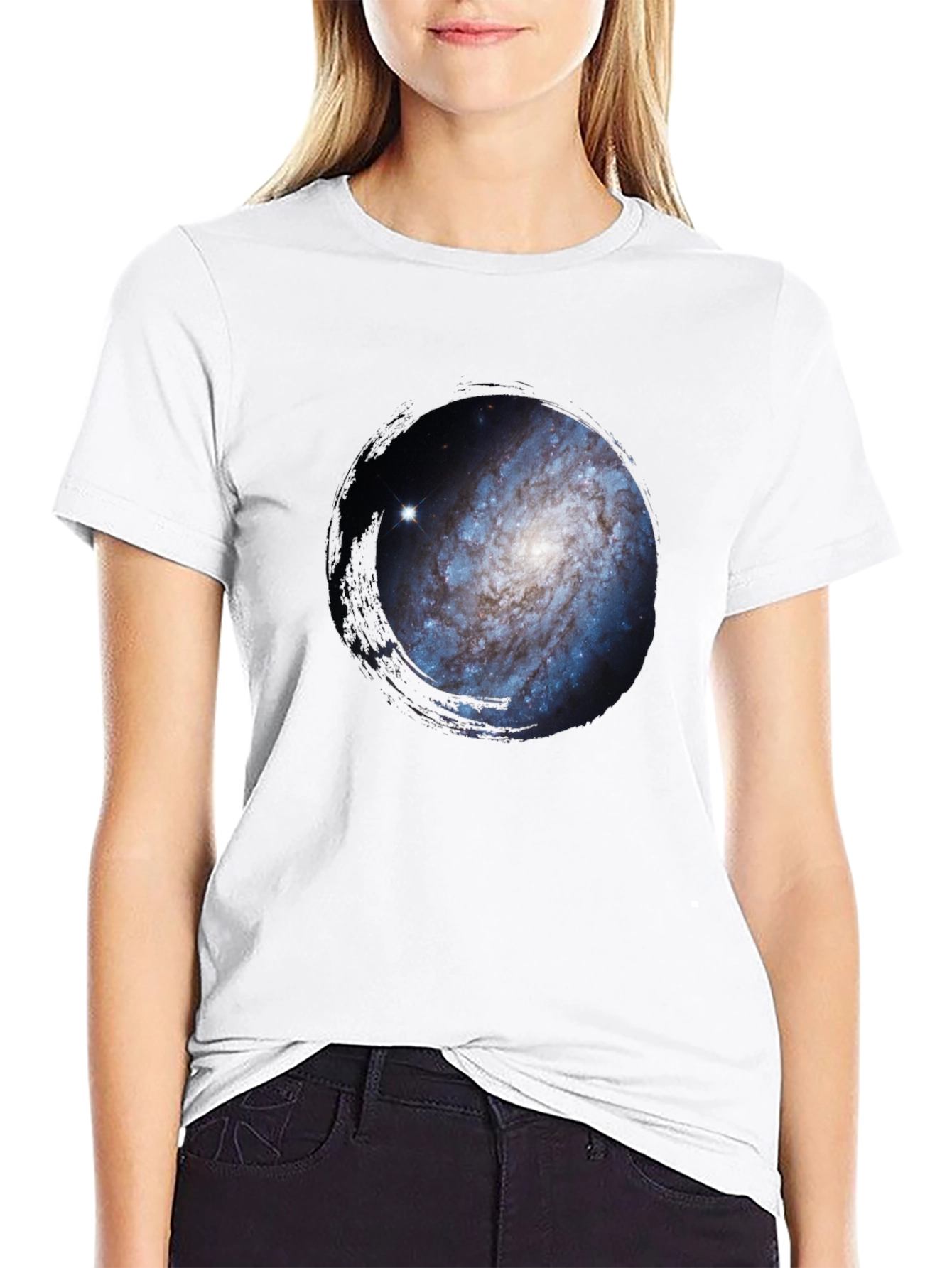 Black Galaxy Print Crew Neck Tee view 9