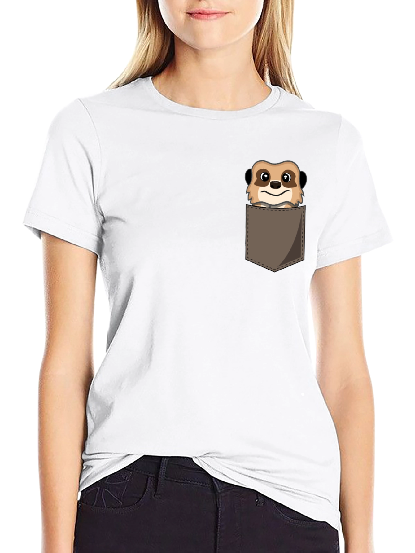 Black Meerkat Pocket T-Shirt - Novelty Animal Tee view 9