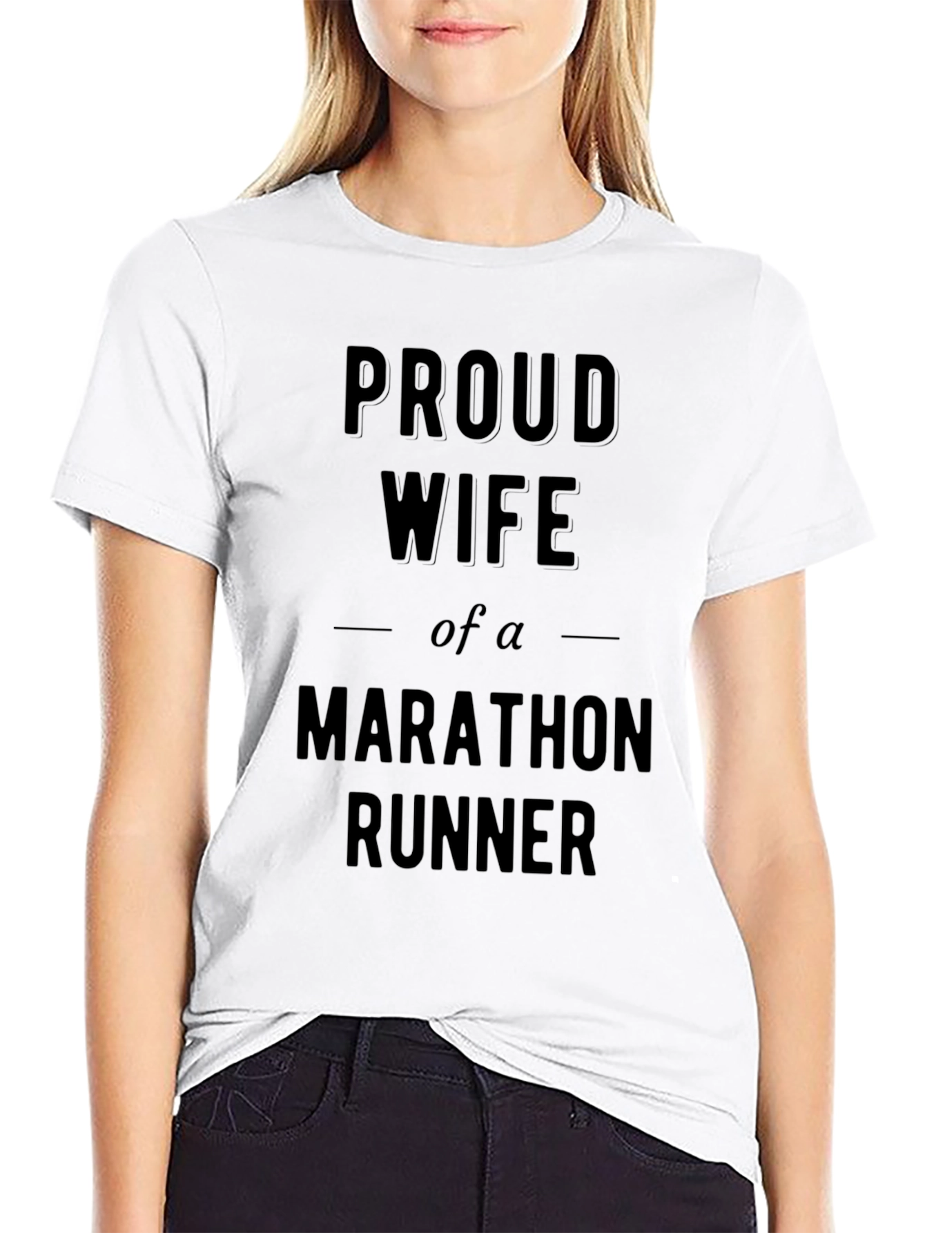 Black Proud Wife of a Marathon Runner T-Shirt view 9