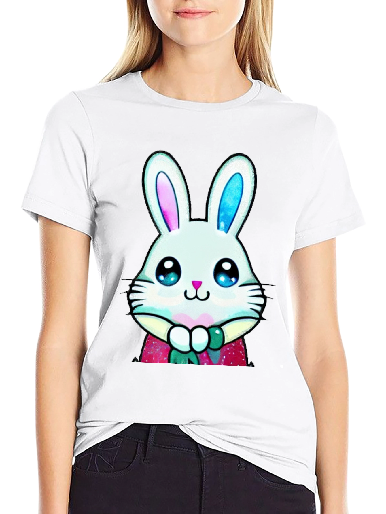 Black Cute Bunny Graphic Tee - Easter Style view 9