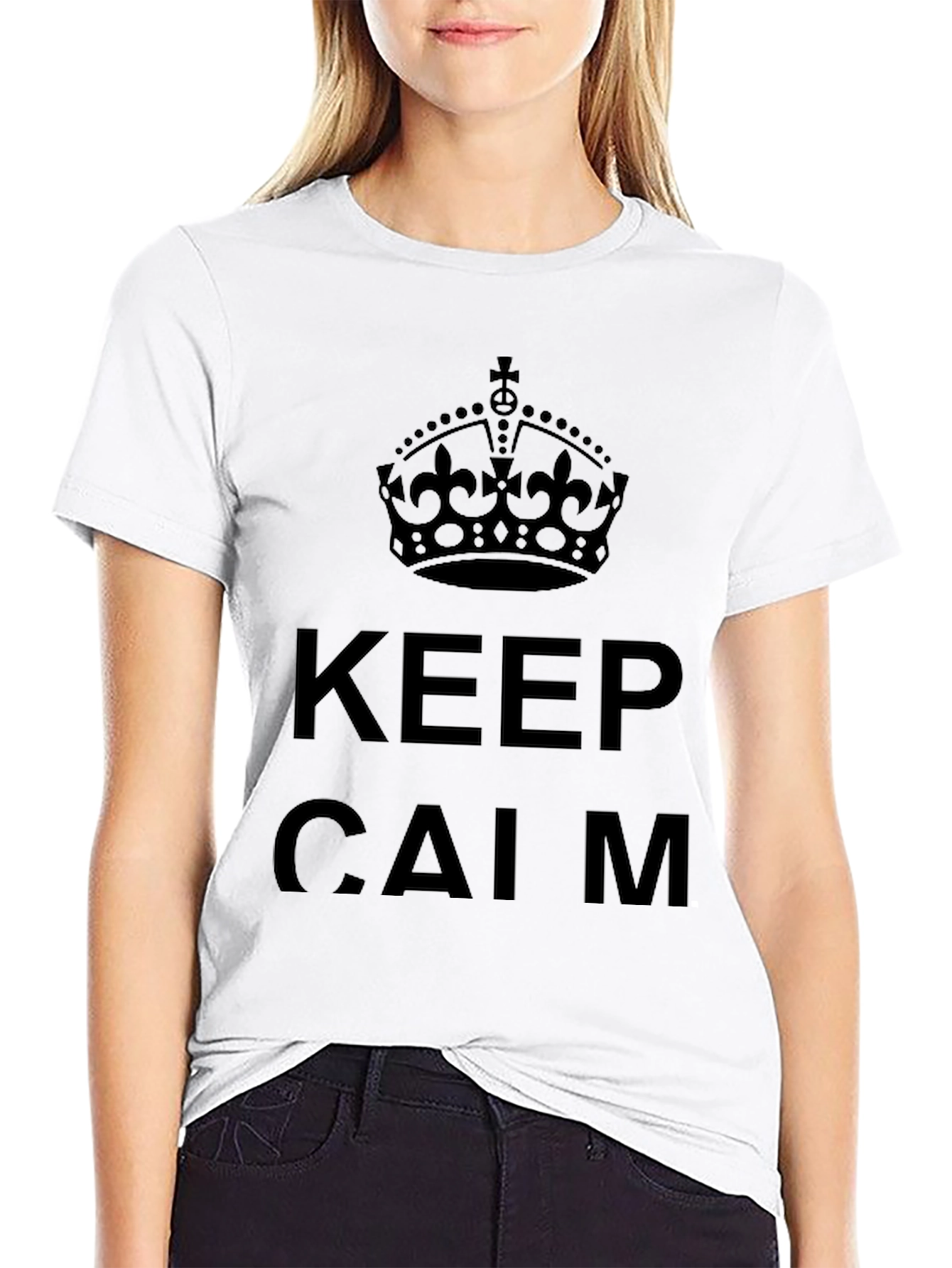 Black Keep Calm Crown Graphic Tee - Black view 9