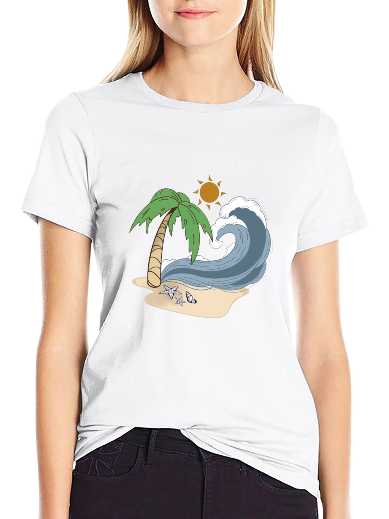 Black Beach Wave Graphic Tee - Tropical Vibes view 9