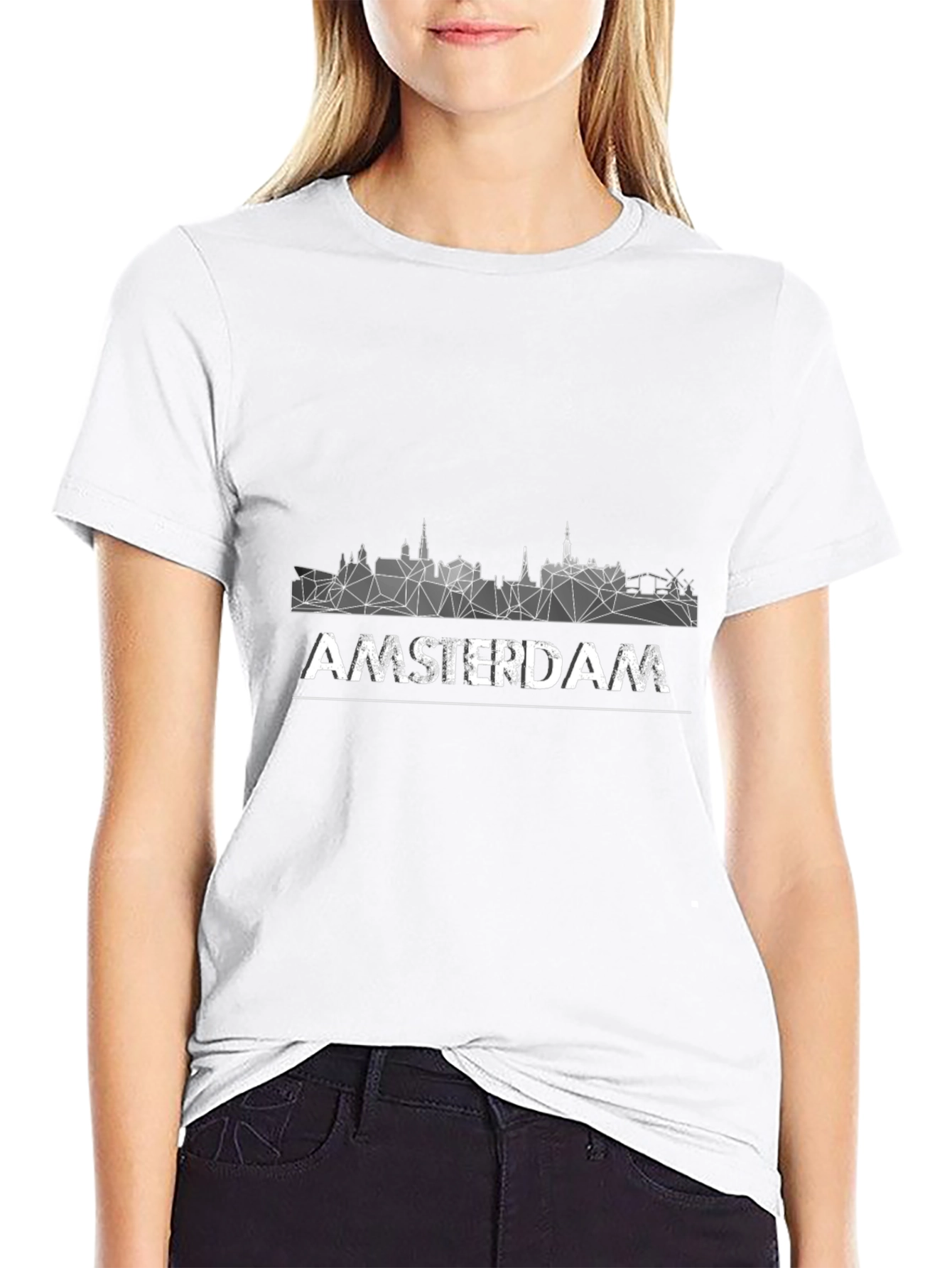 Black Amsterdam Skyline Geometric Graphic Tee view 9