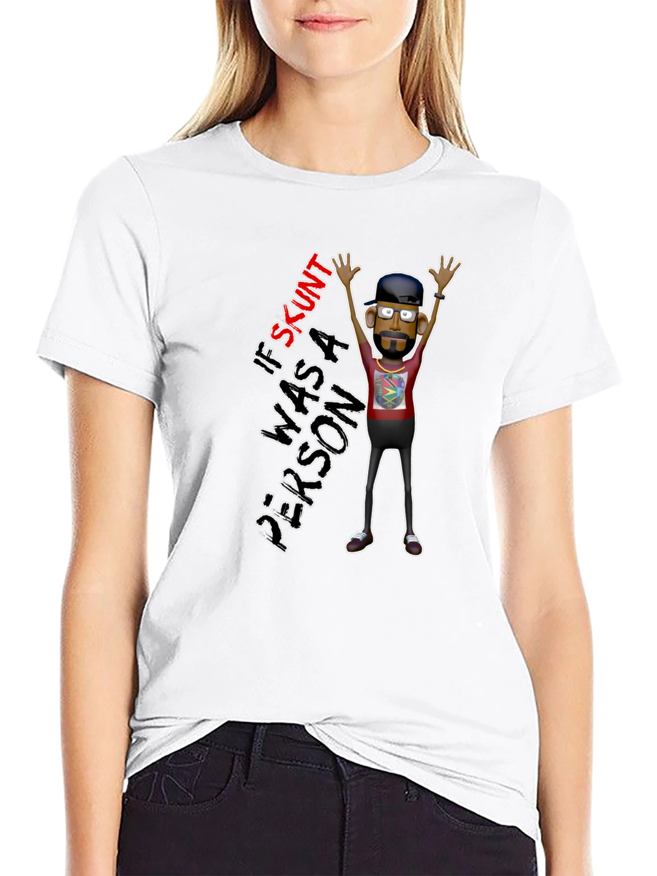 Black Skunt Person Graphic Tee - Funny Novelty Shirt view 9