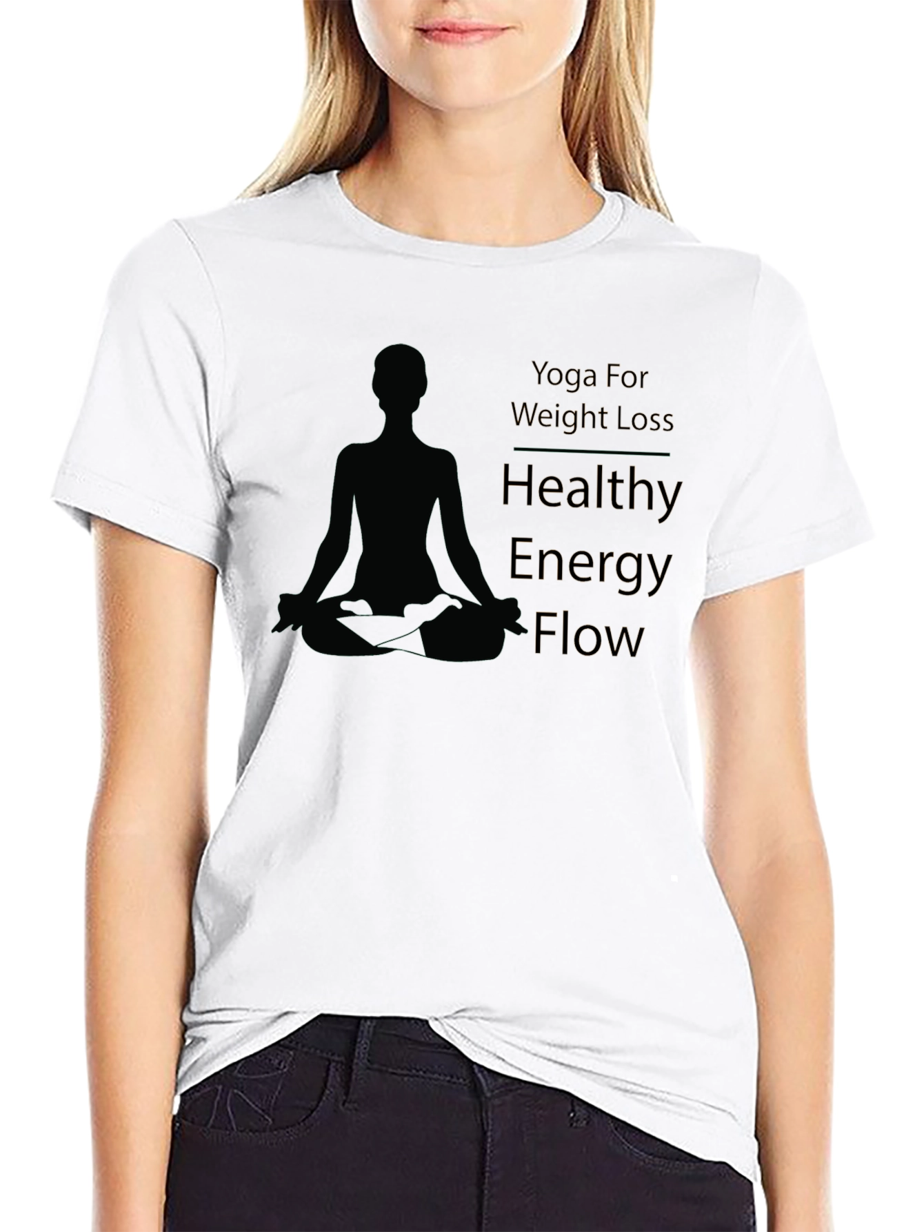 Black Yoga Weight Loss Healthy Energy Flow Graphic Tee view 9