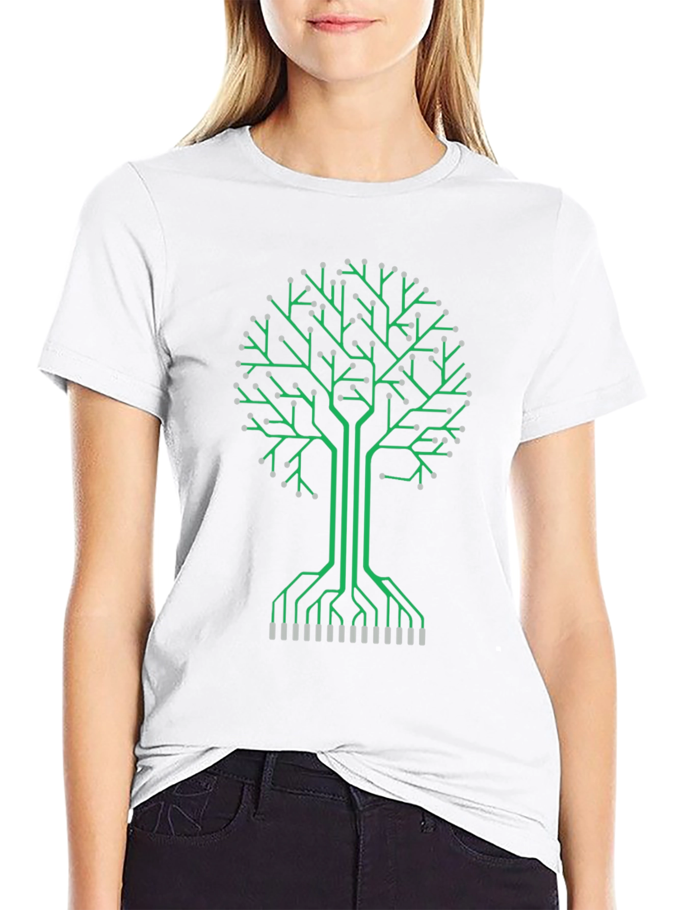 Black Circuit Board Tree Graphic Tee - Tech Inspired Fashion view 9