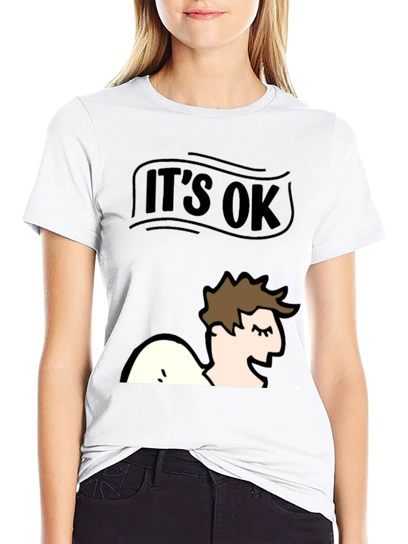 Black It's Ok T-Shirt - Funny Graphic Tee view 9