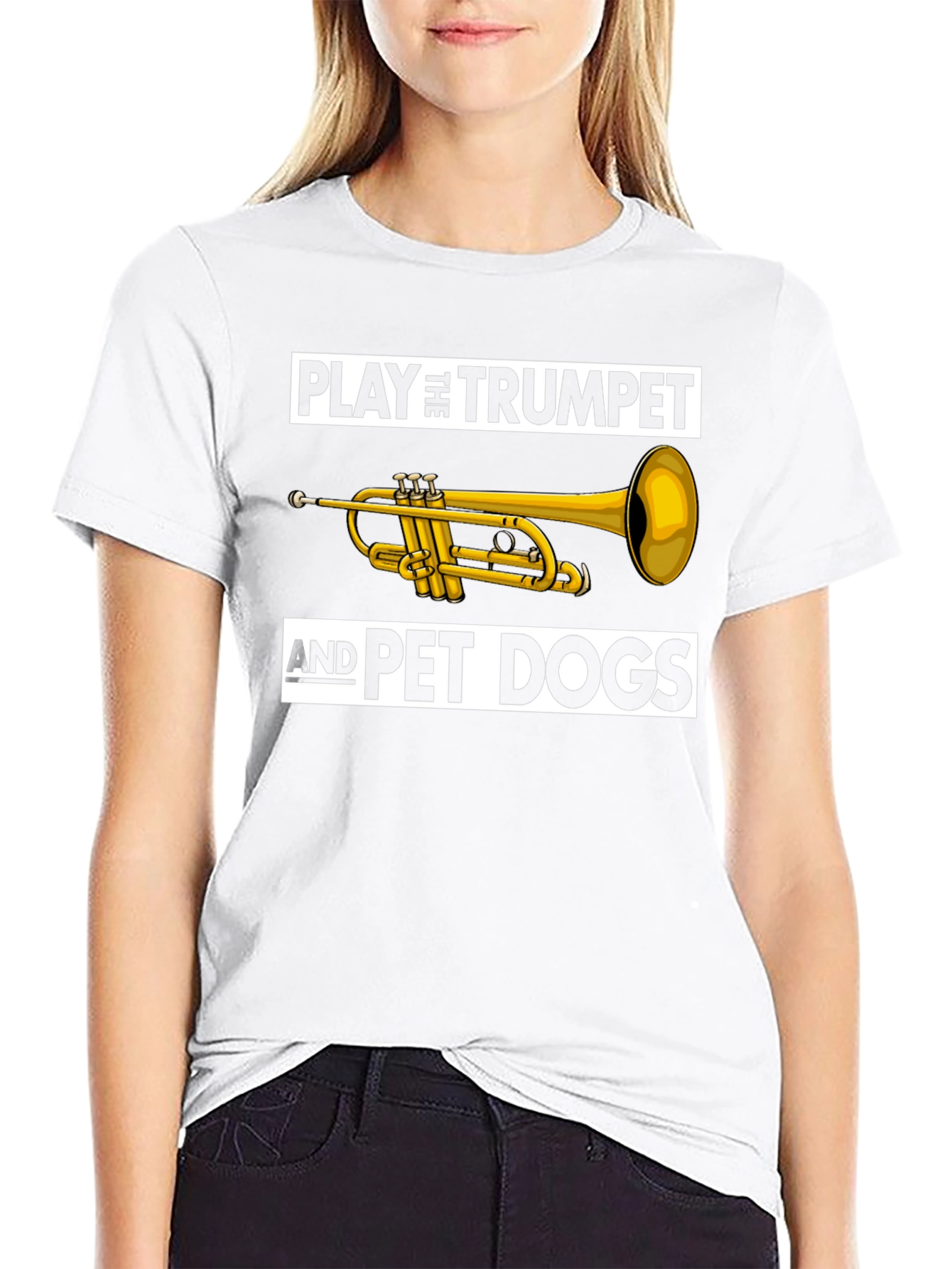 Black Play Trumpet Pet Dogs Black Graphic Tee view 9