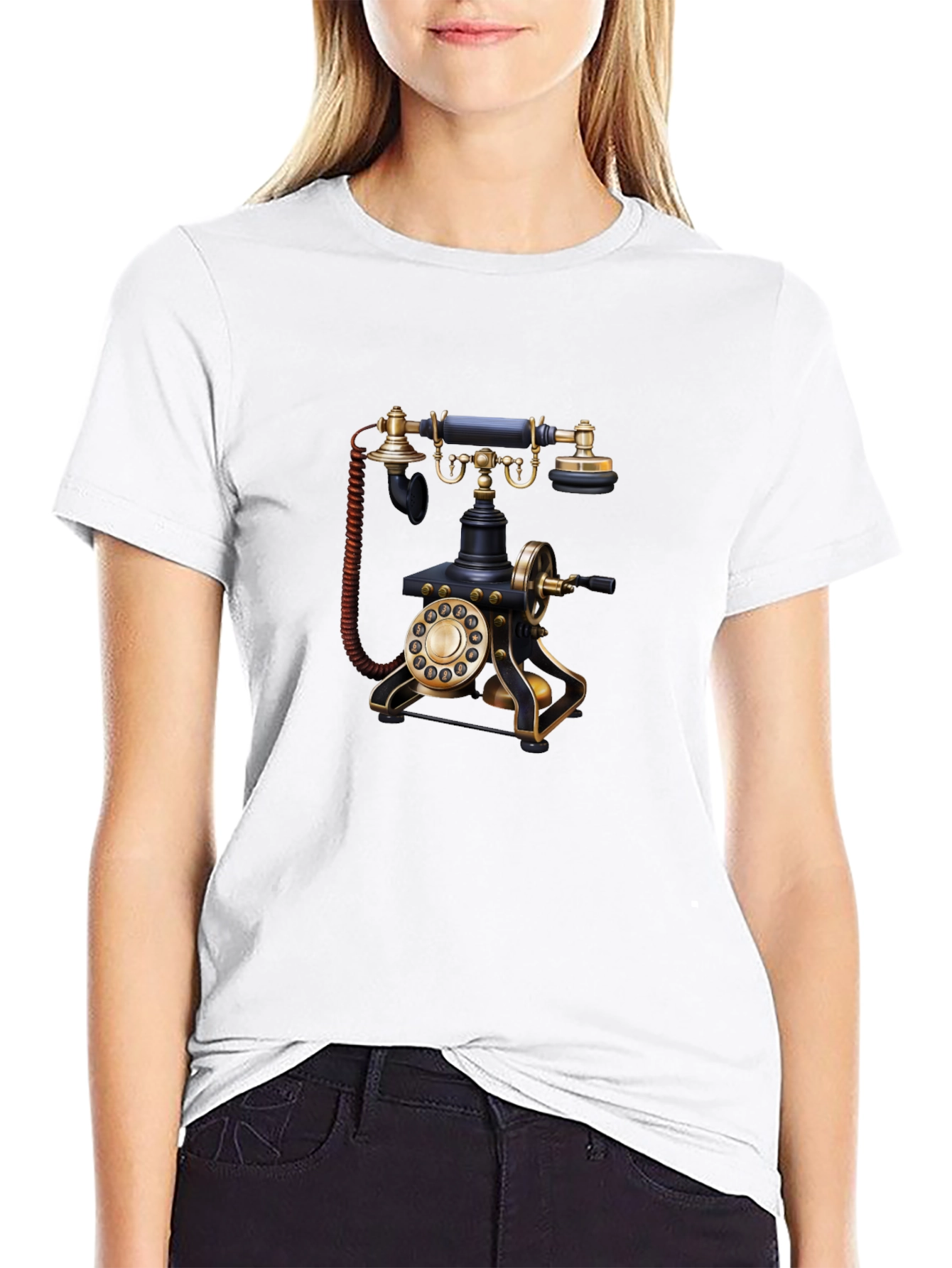 Black Vintage Telephone Graphic Tee view 9