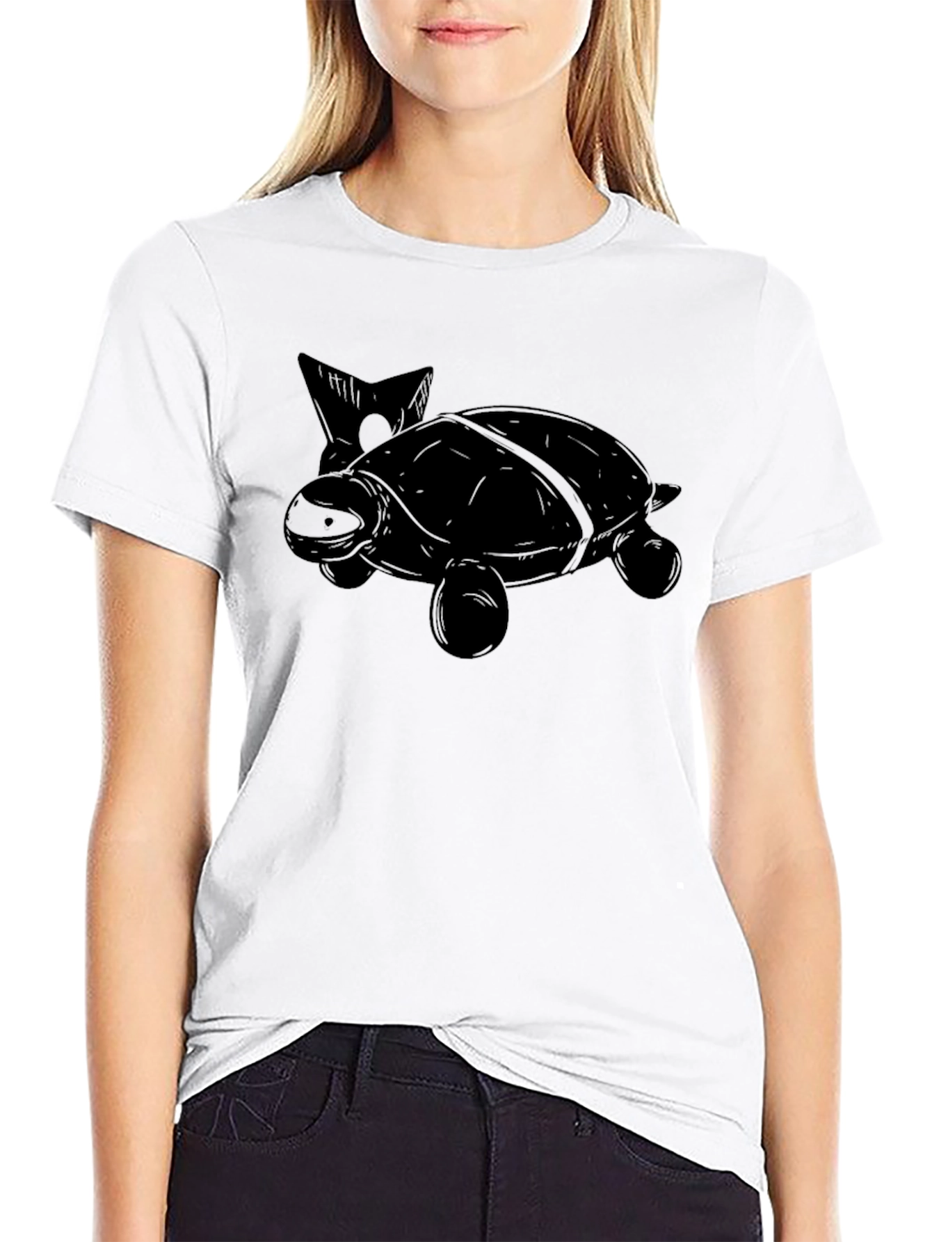 Black Turtle Graphic Print Men's Black T-Shirt view 9