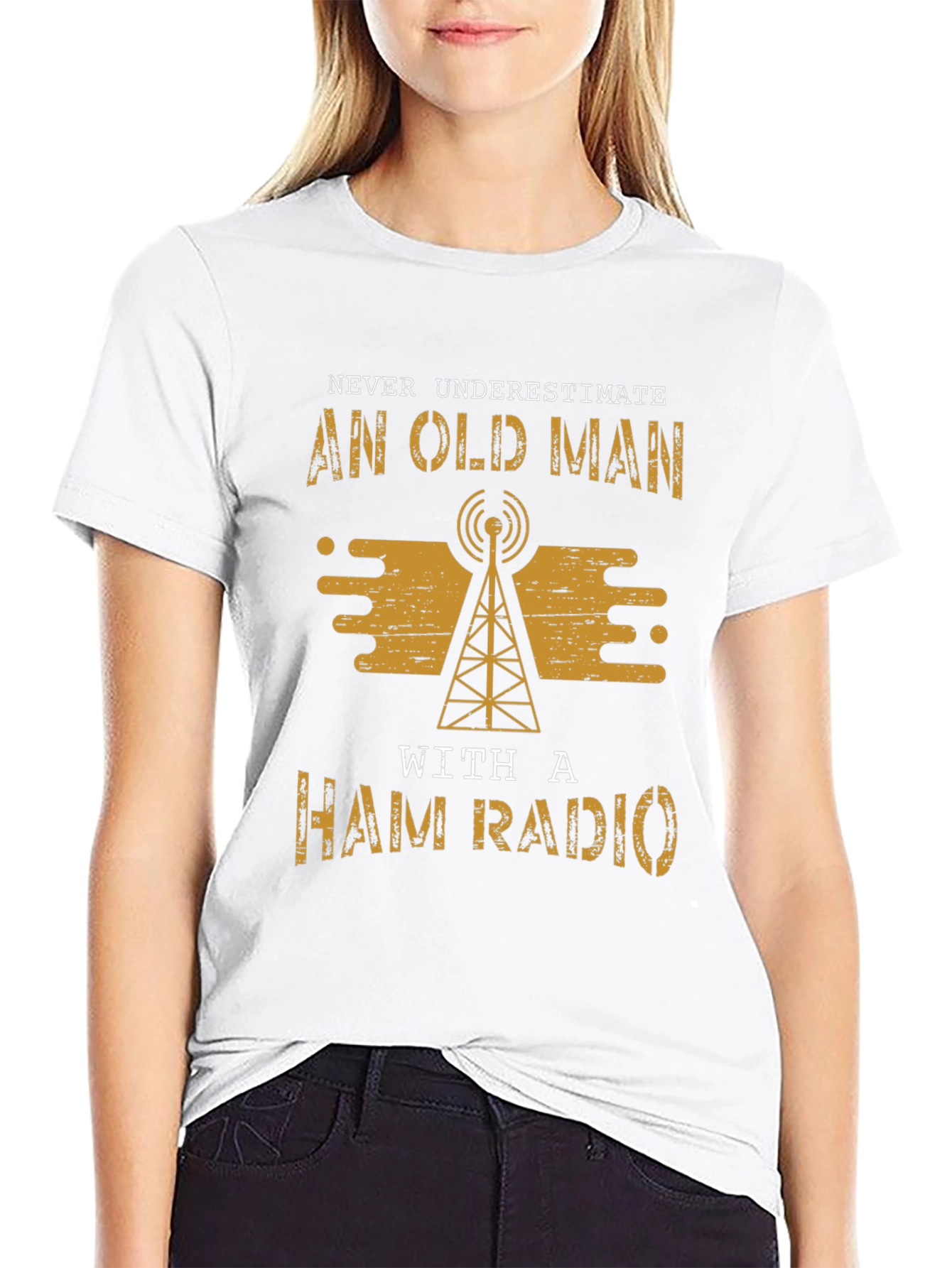 Black Old Man Ham Radio T-Shirt view 9