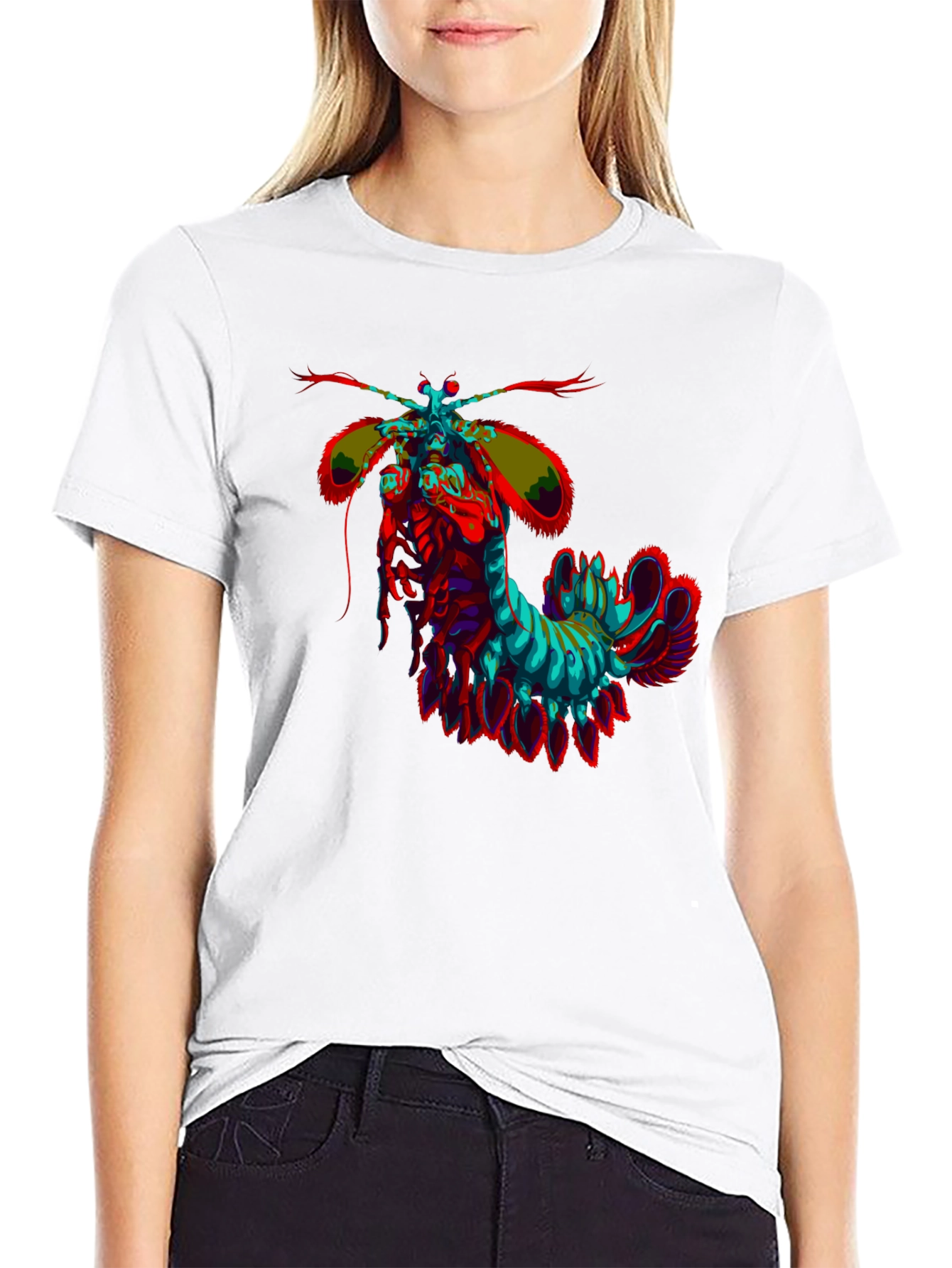 Black Psychedelic Mantis Shrimp Graphic Tee view 9