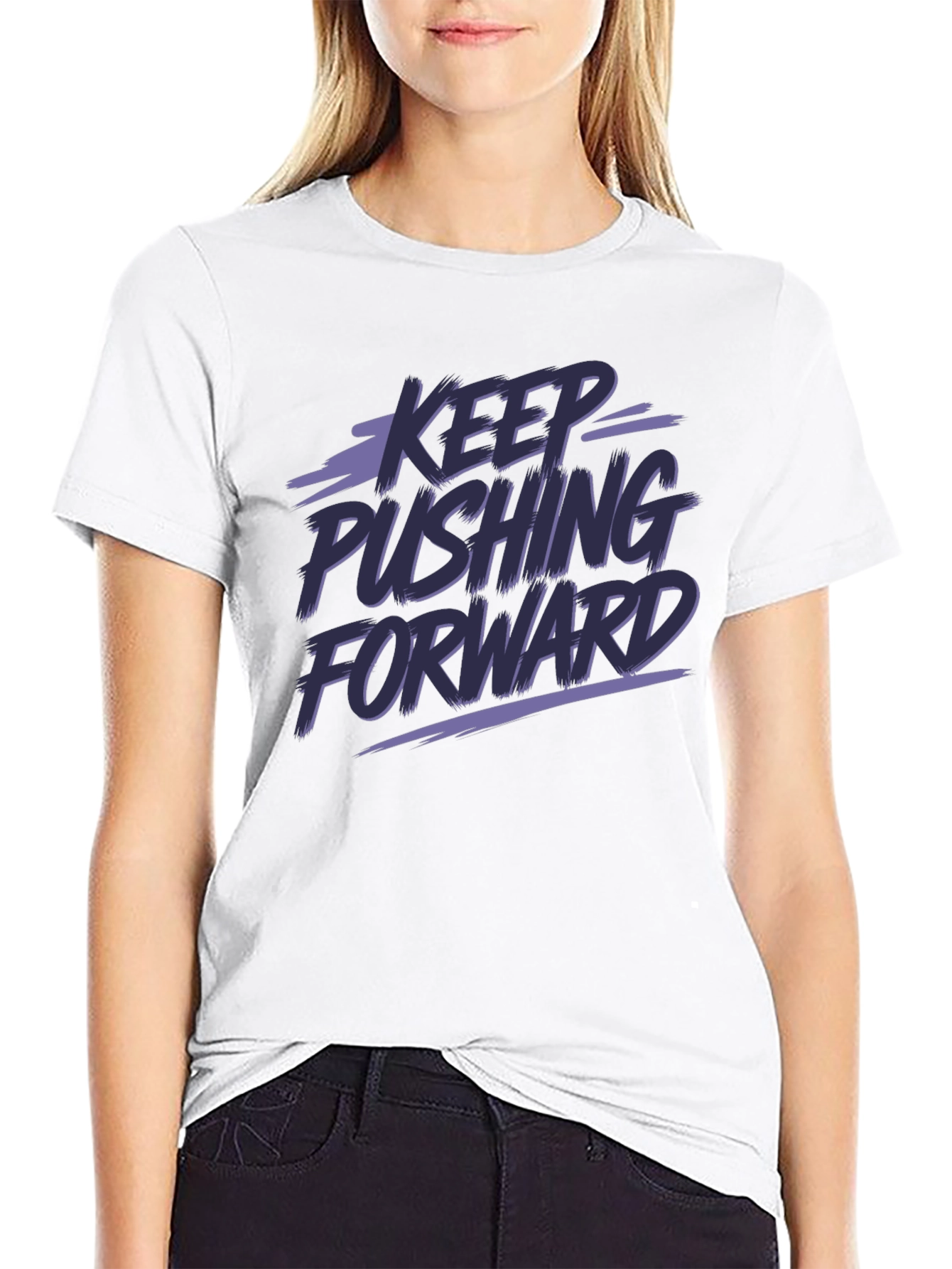 Black Keep Pushing Forward Graphic Tee view 9