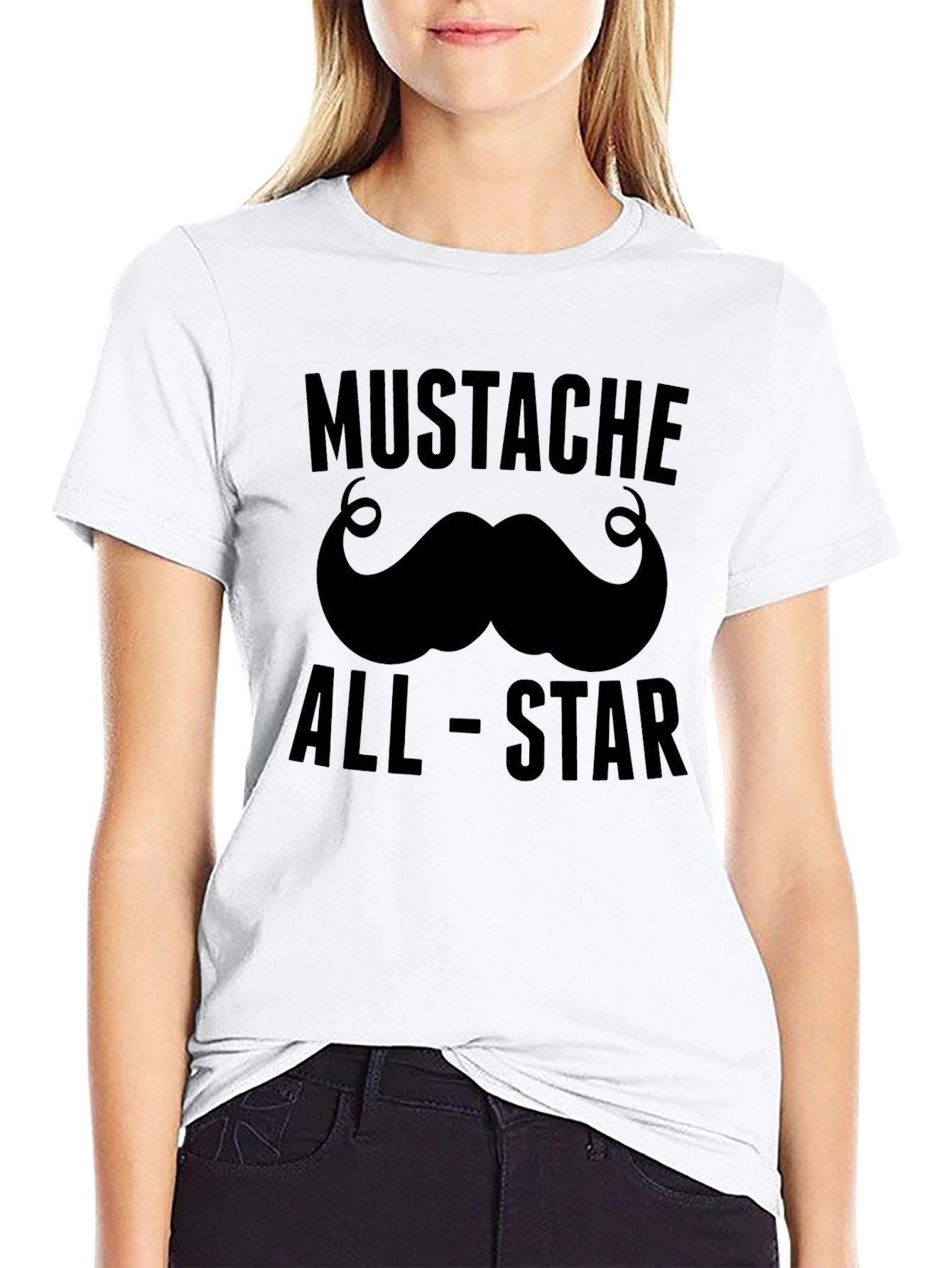 Black Mustache All-Star Graphic Tee - Black Cotton Casual view 9