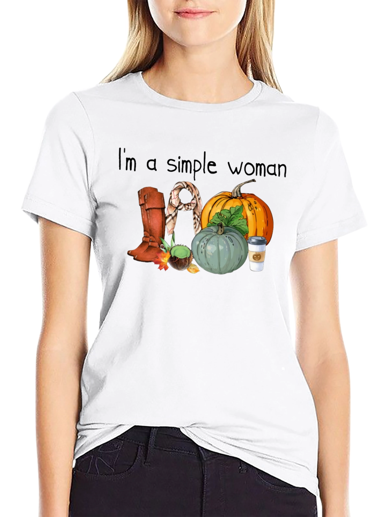 Black Simple Woman Fall T-Shirt view 9