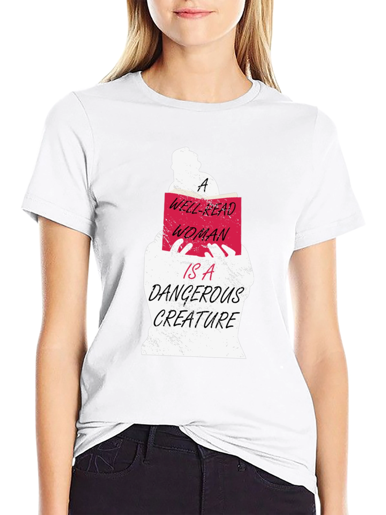 Black Well-Read Woman Graphic Tee - Book Lover's T-Shirt view 9