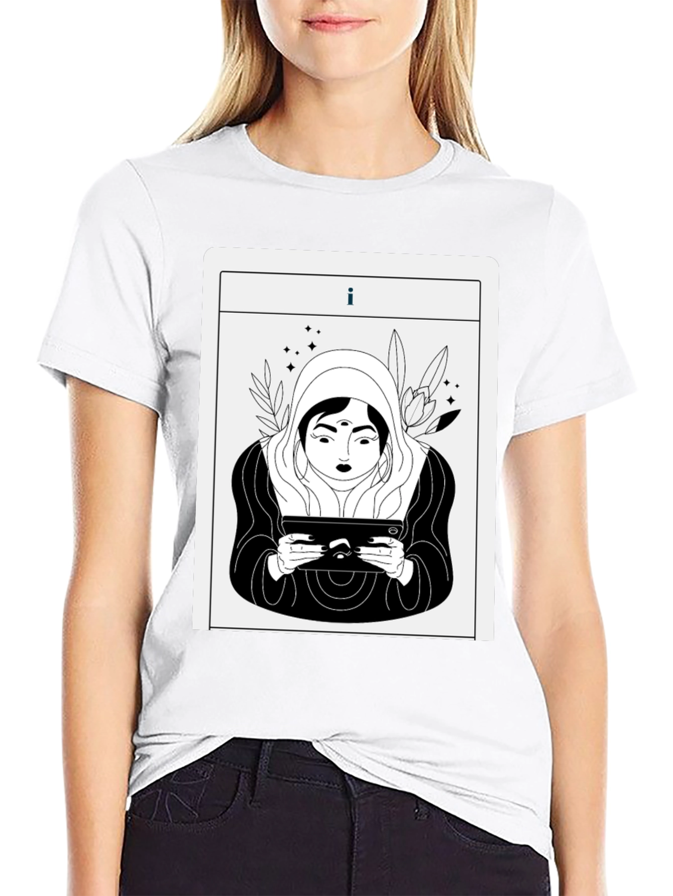Black Mystic Tablet Tarot Graphic Tee - Black view 9