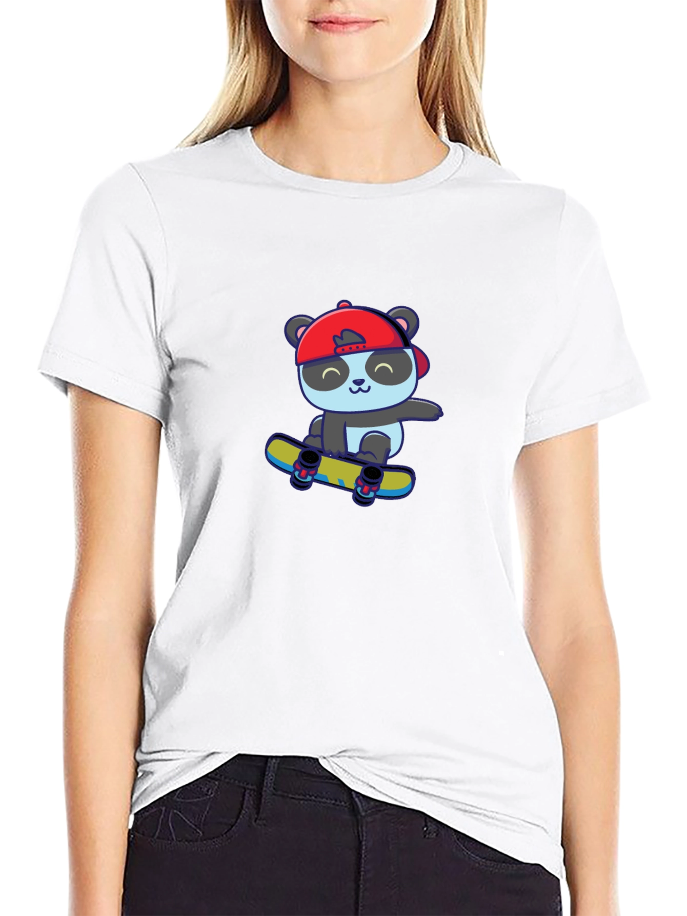 Black Skateboarding Panda Graphic Tee view 9