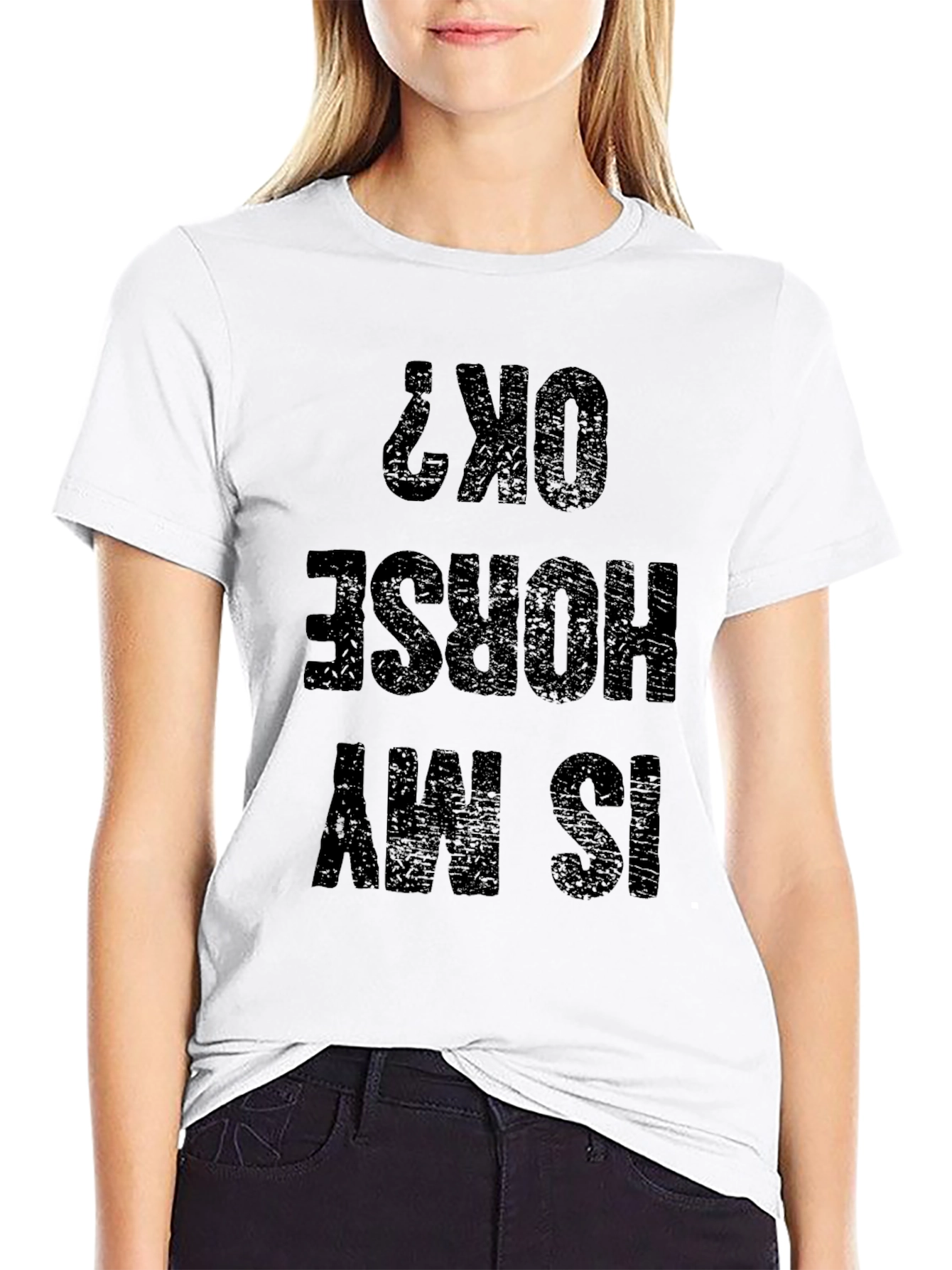 Black Is My Horse OK? Funny Graphic Tee view 9