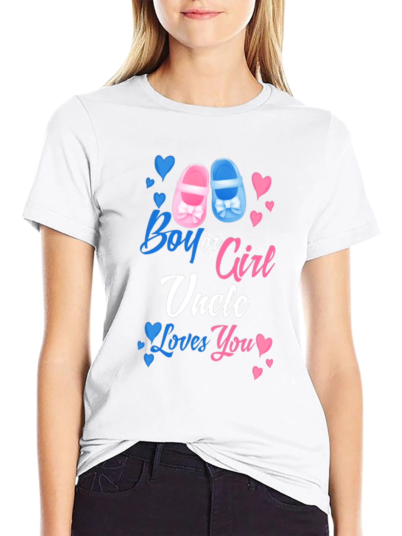 Black Boy or Girl Uncle Loves You Gender Reveal T-Shirt view 9