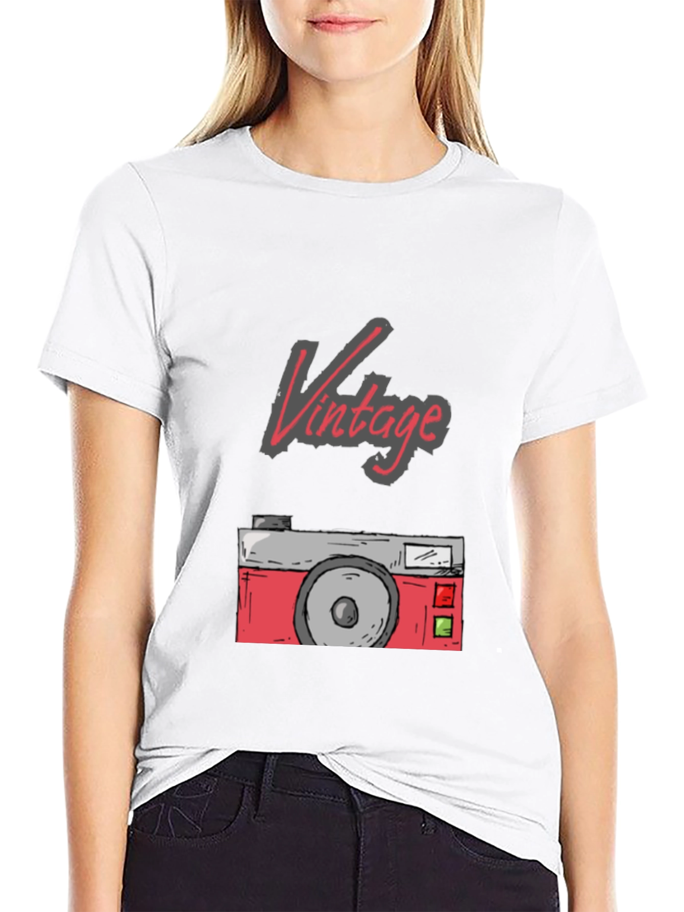 Black Vintage Camera Graphic Tee - Retro Style view 9