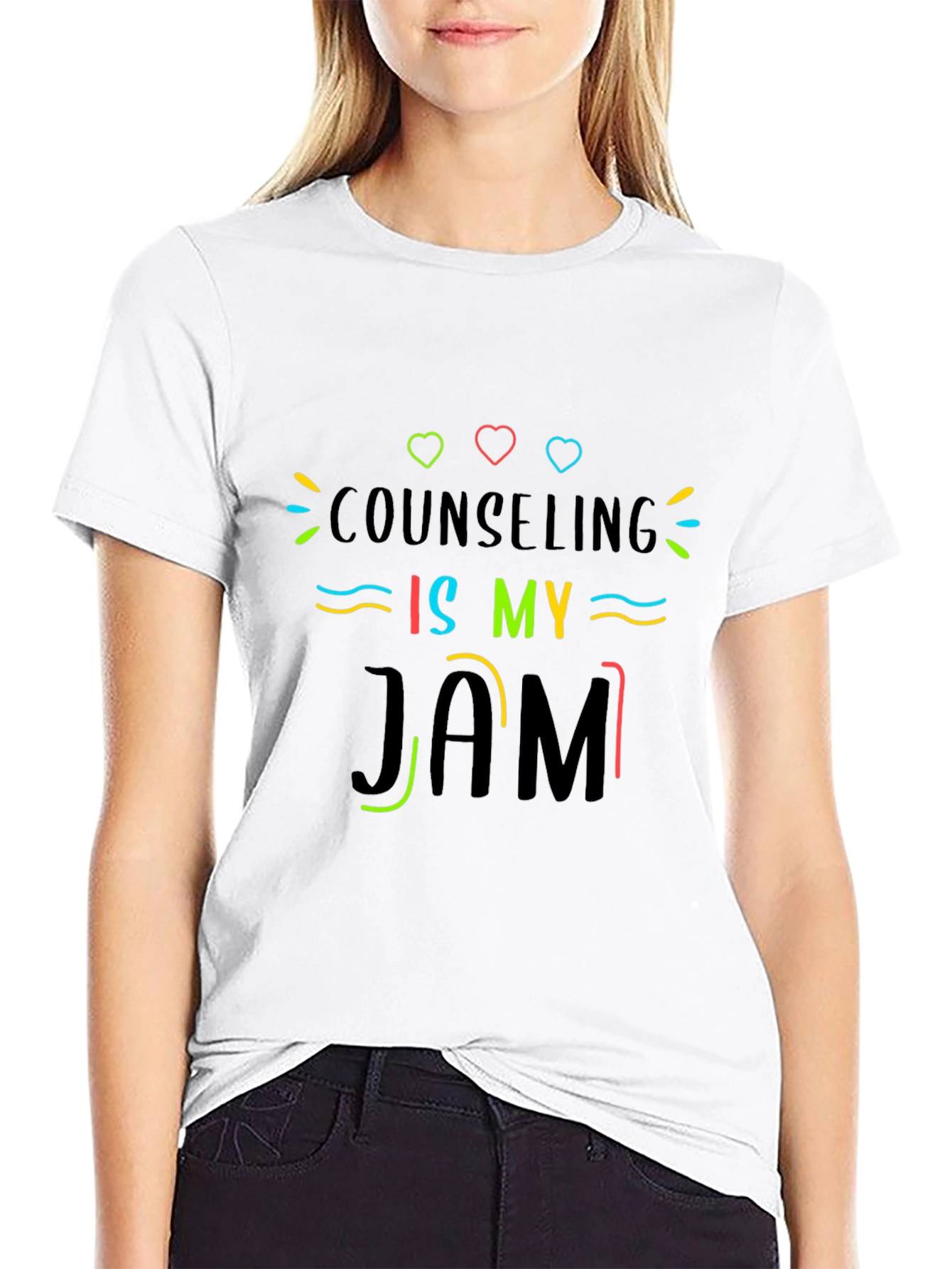 Black Counseling Is My Jam T-Shirt - Black Cotton Tee view 9