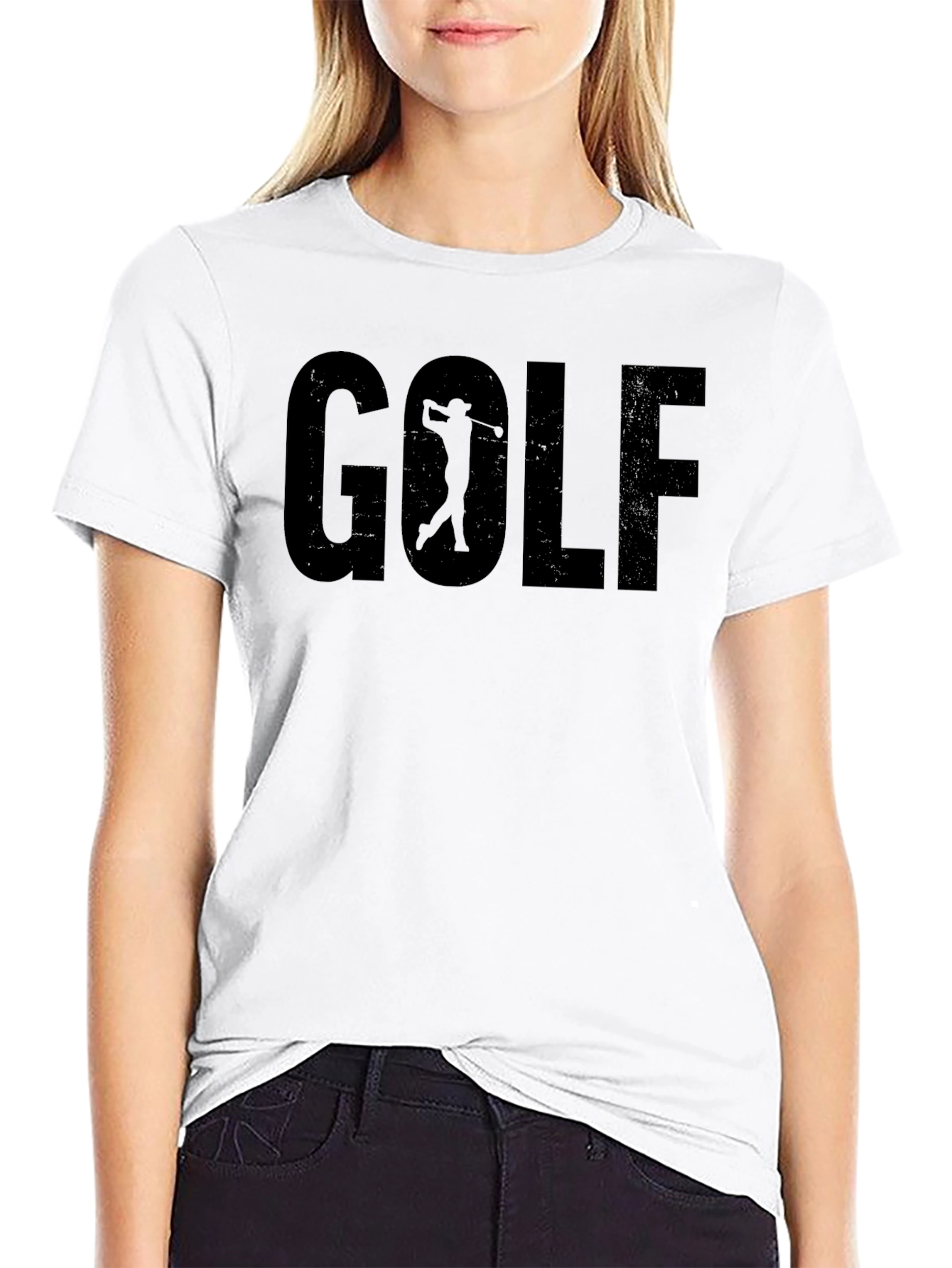 Black Golf Graphic Tee - Solid Black Crew Neck Shirt view 9