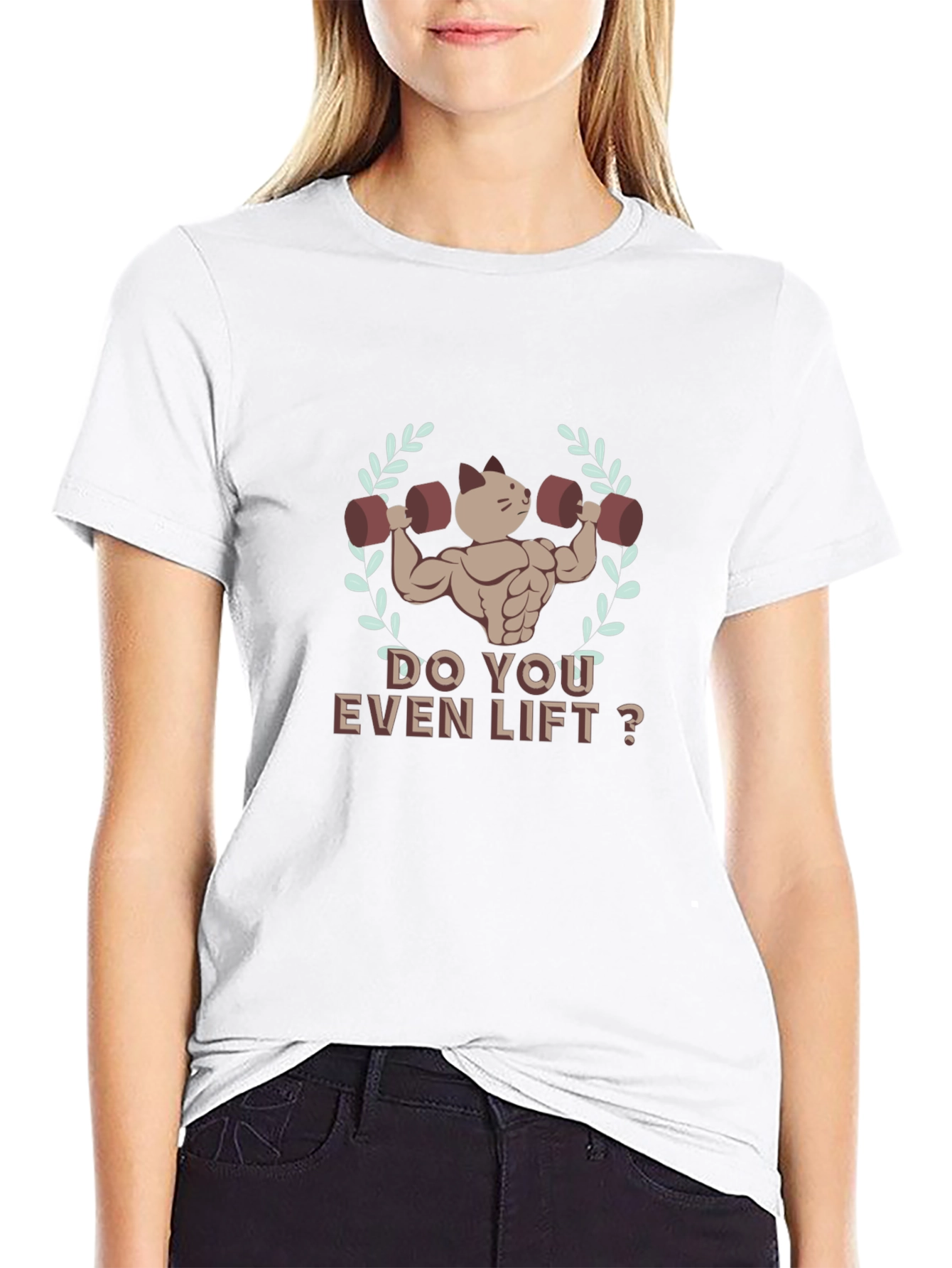Black Do You Even Lift? Cat Muscle T-Shirt view 9