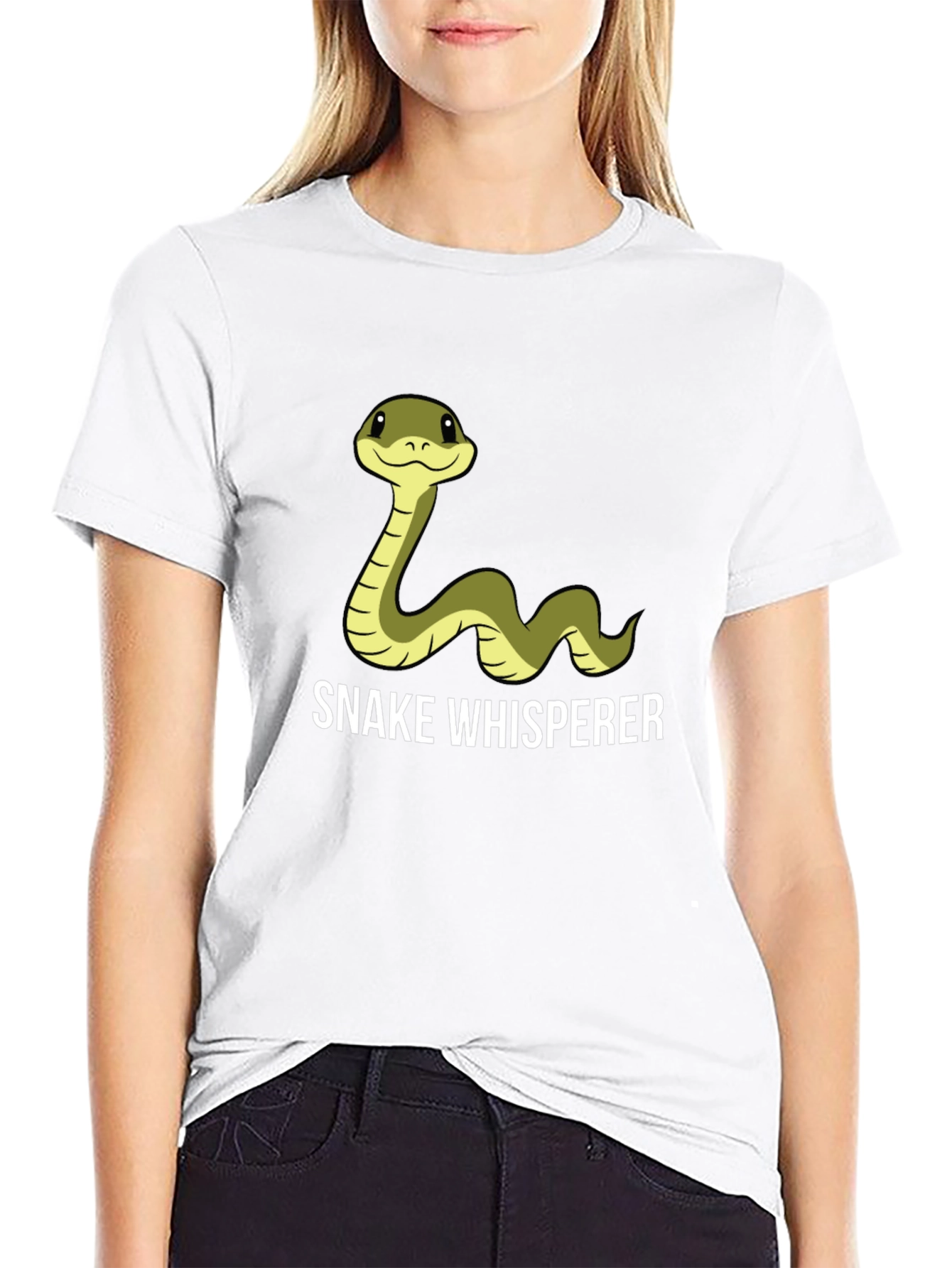 Black Snake Whisperer Tee - Cartoon Snake Black T-Shirt view 9