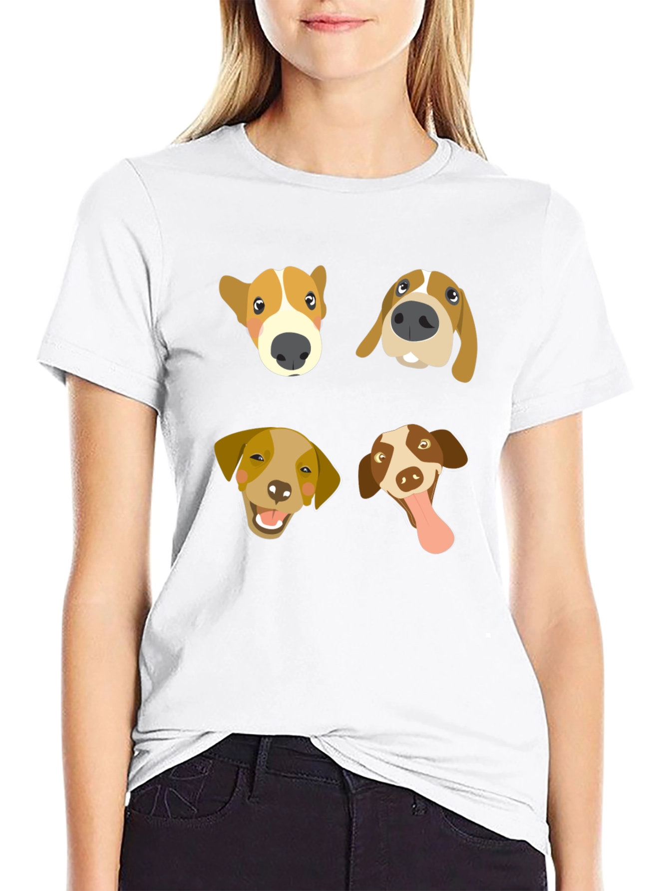 Black Dog Faces Black T-Shirt view 9